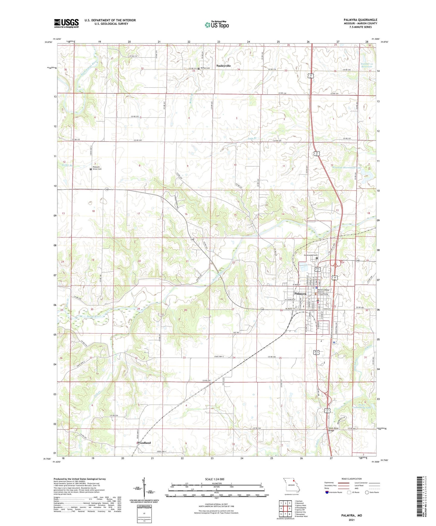 Palmyra Missouri US Topo Map Image
