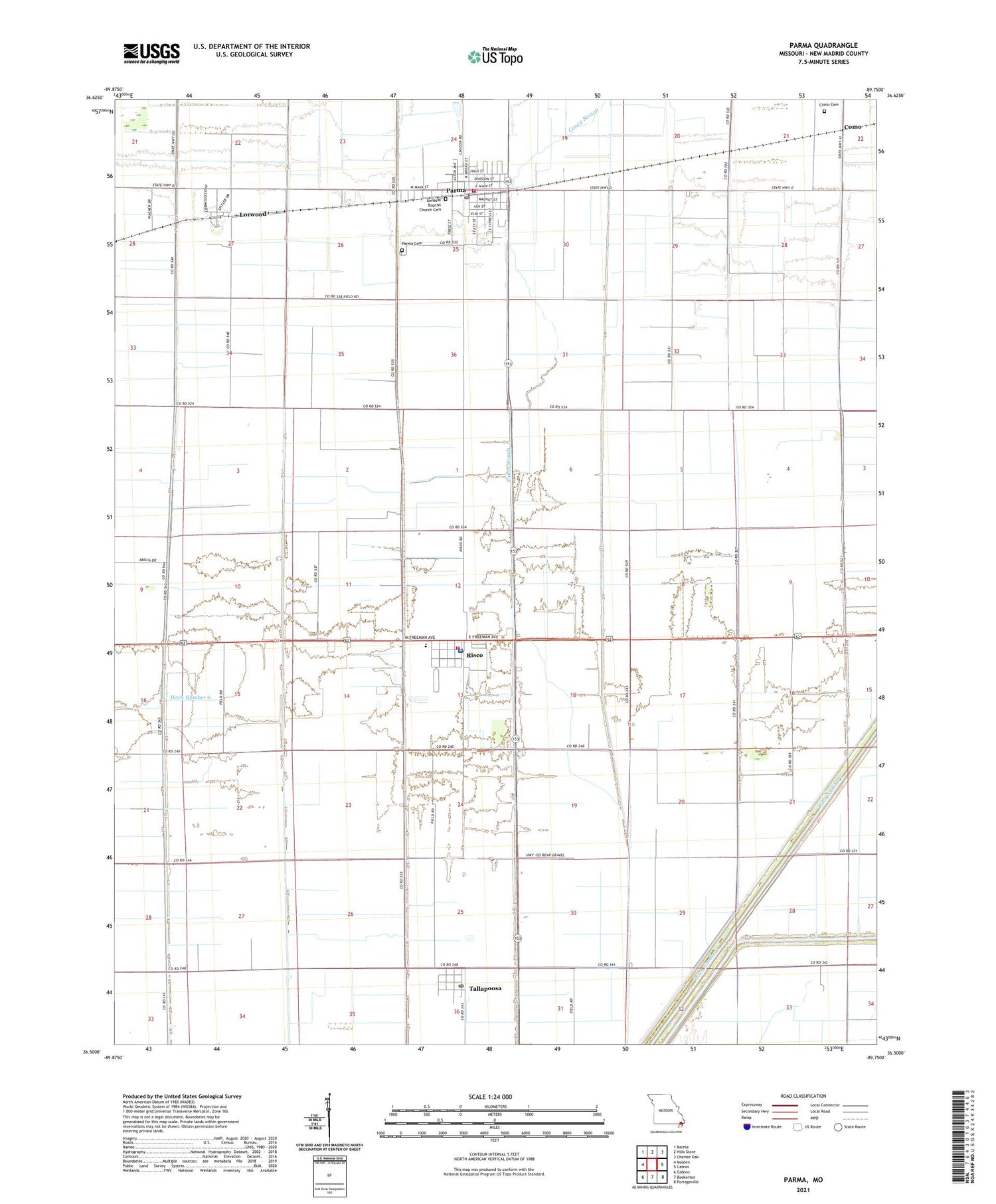 Parma Missouri US Topo Map Image