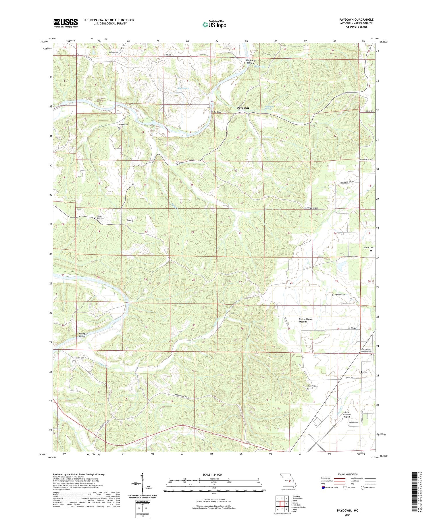 Paydown Missouri US Topo Map Image