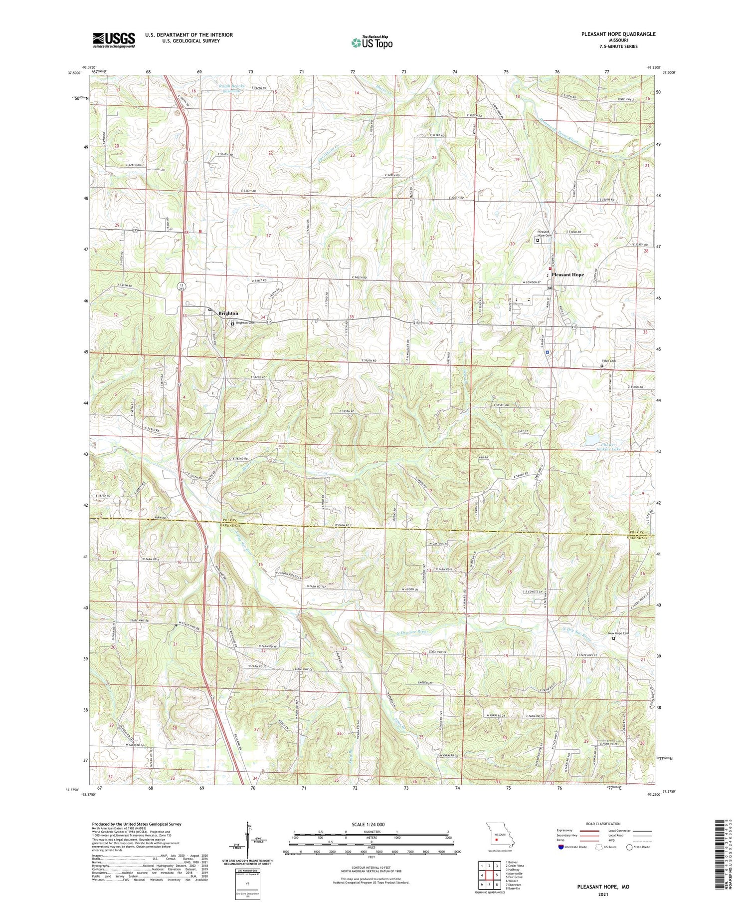 Pleasant Hope Missouri US Topo Map Image