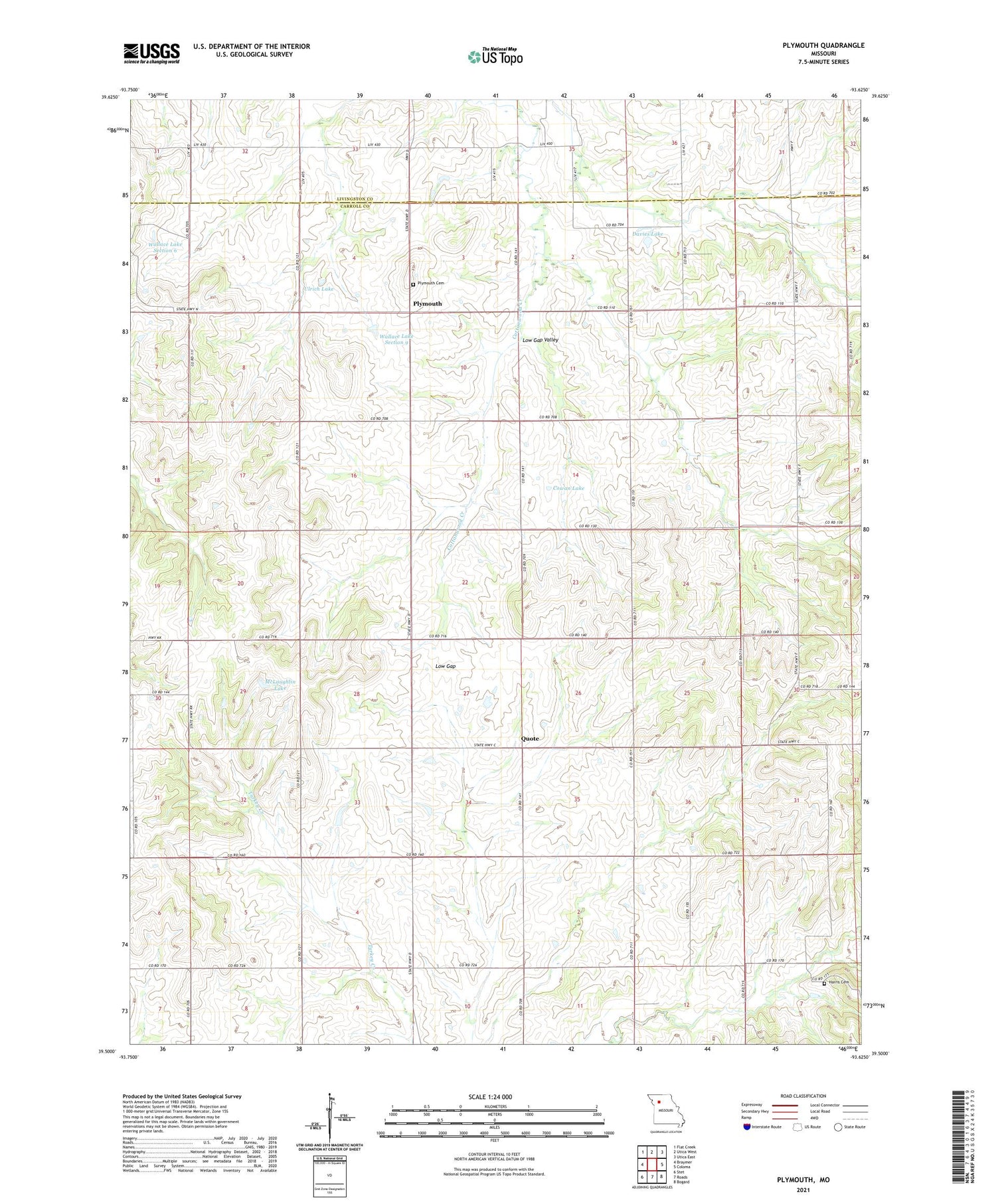 Plymouth Missouri US Topo Map Image