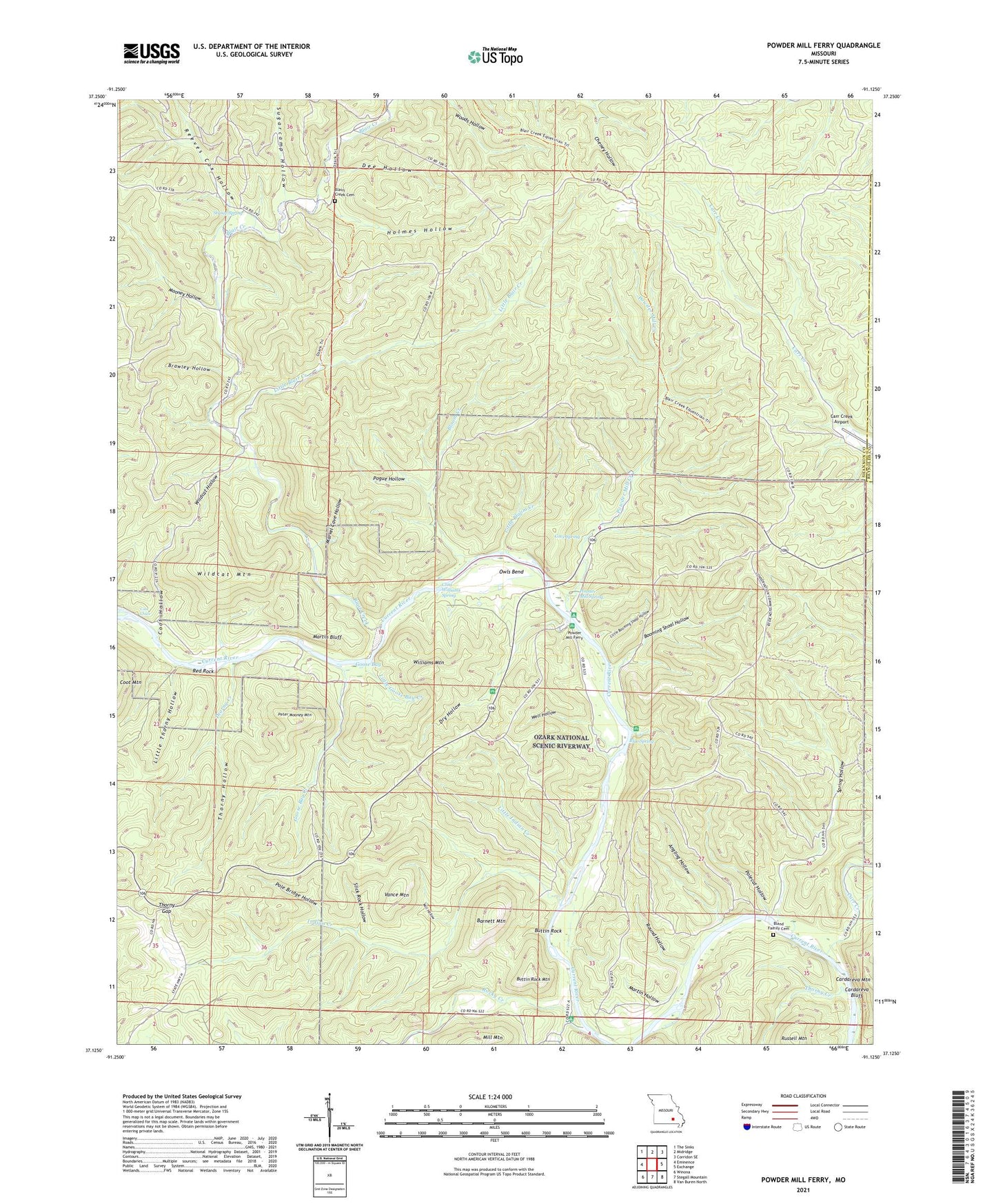 Powder Mill Ferry Missouri US Topo Map Image