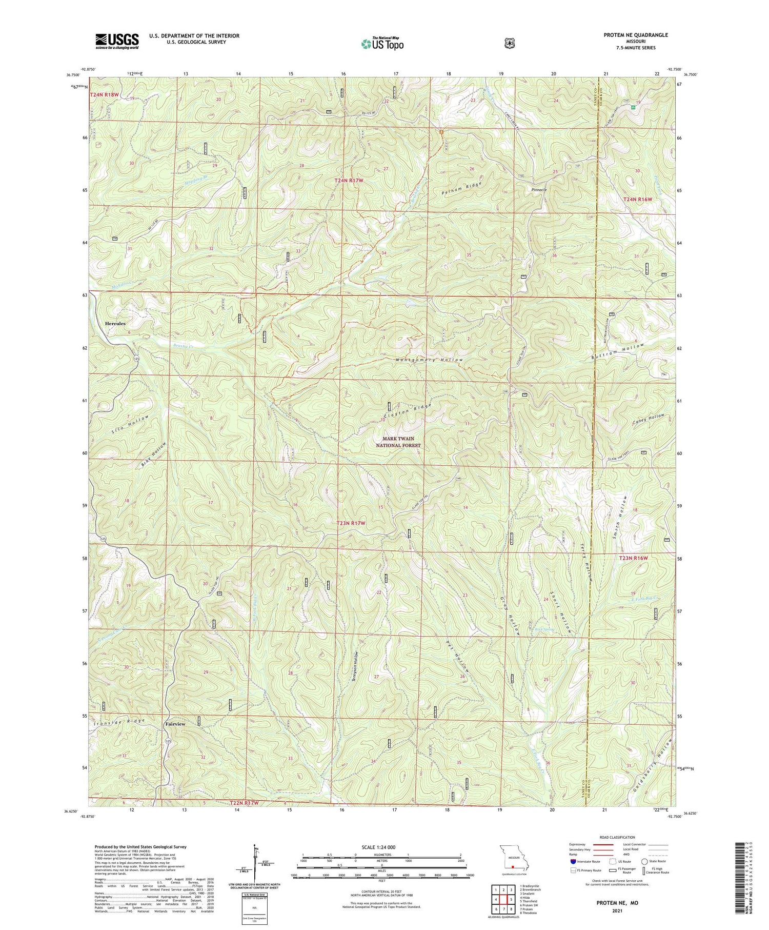 Protem NE Missouri US Topo Map Image