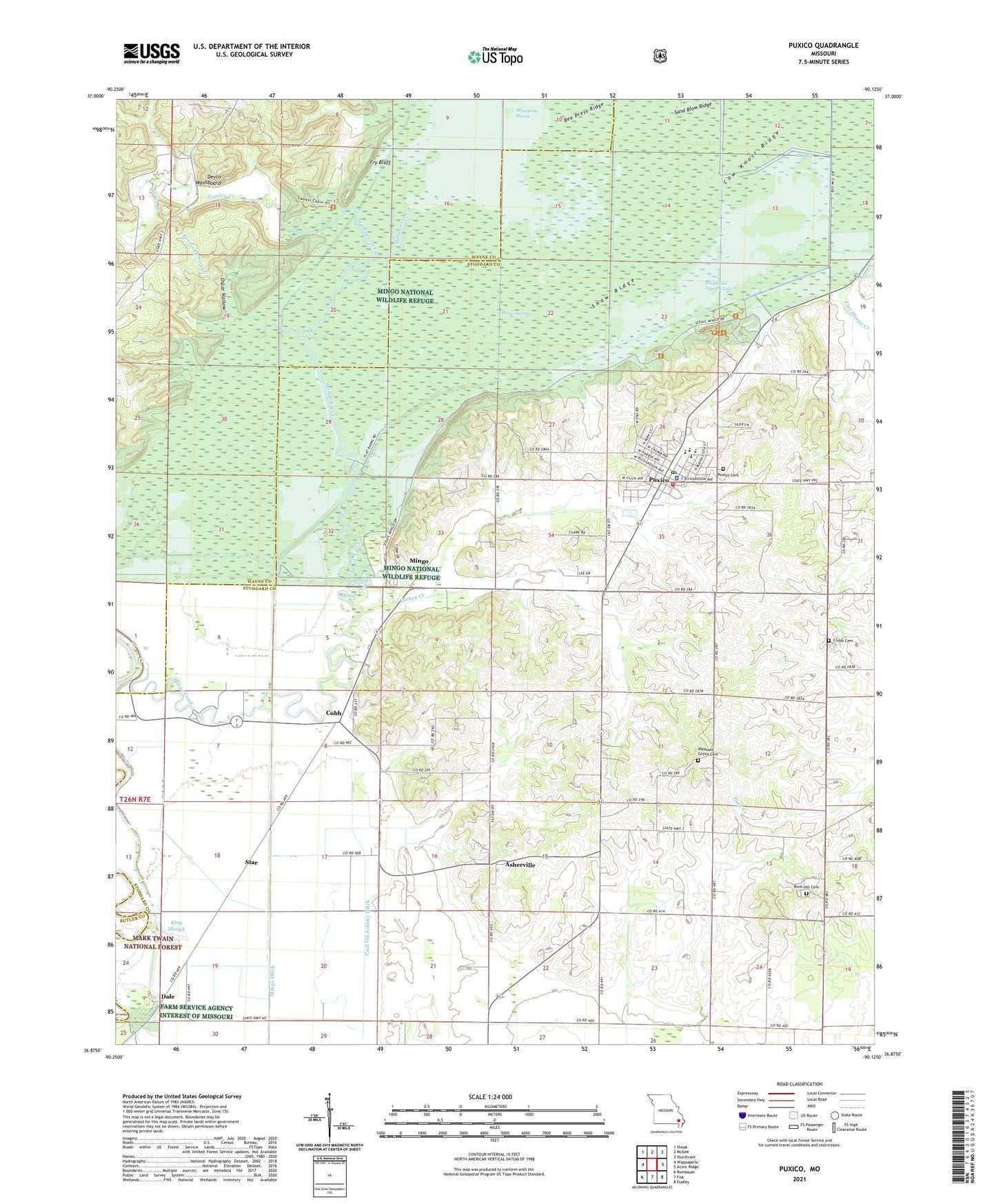 Puxico Missouri US Topo Map Image