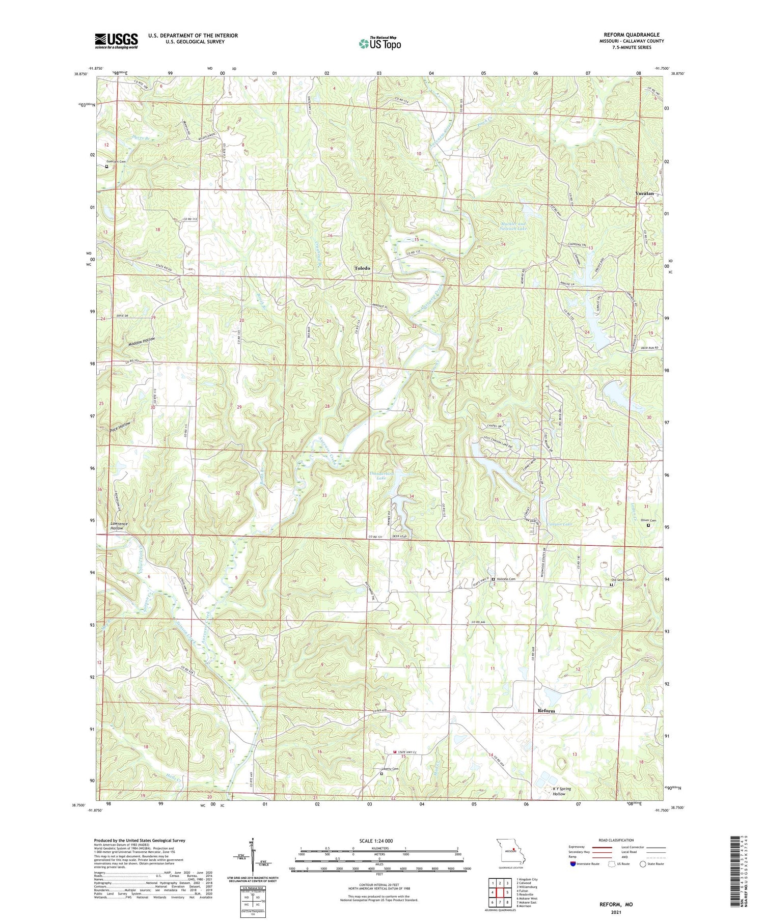 Reform Missouri US Topo Map Image
