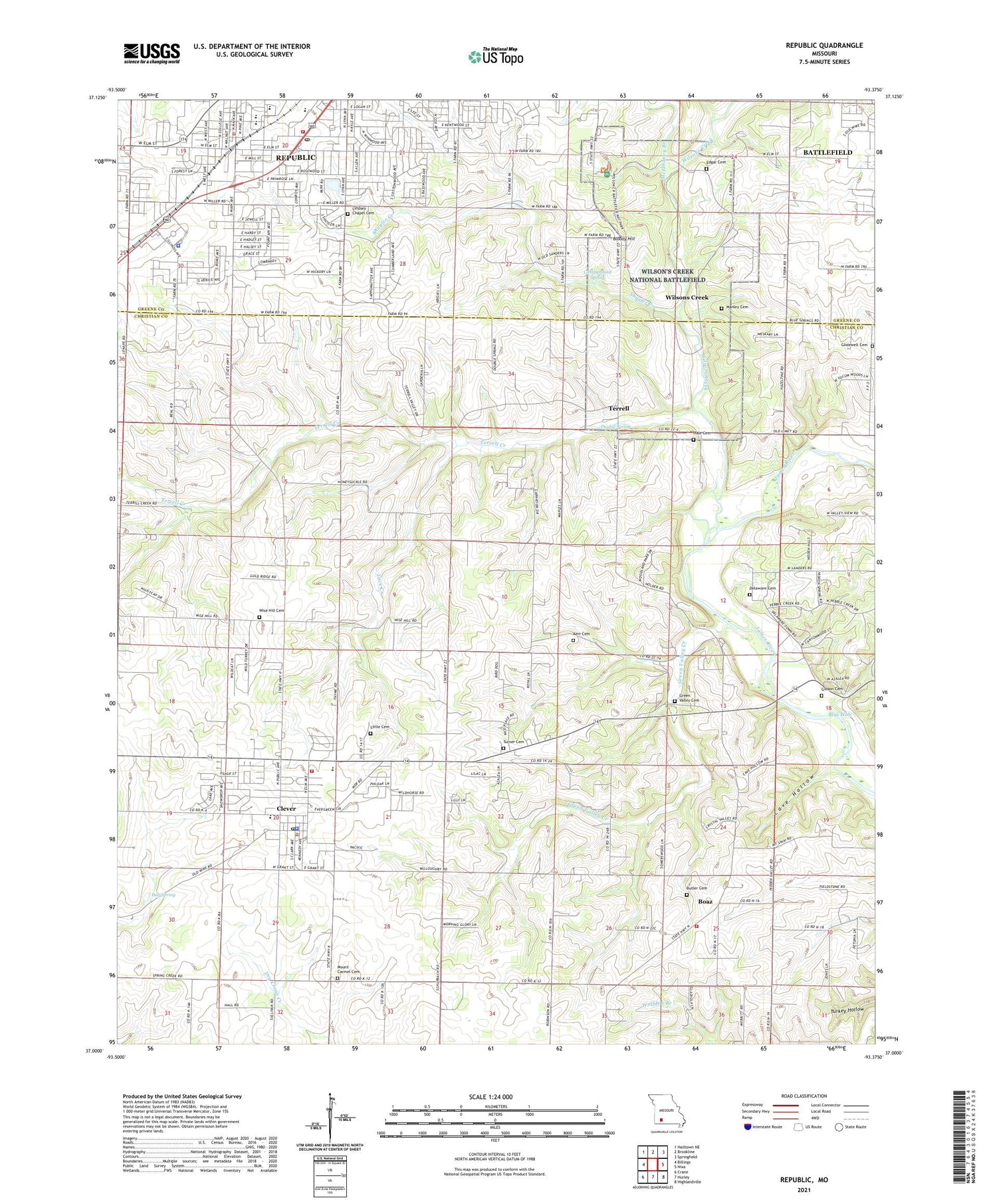 Republic Missouri US Topo Map Image