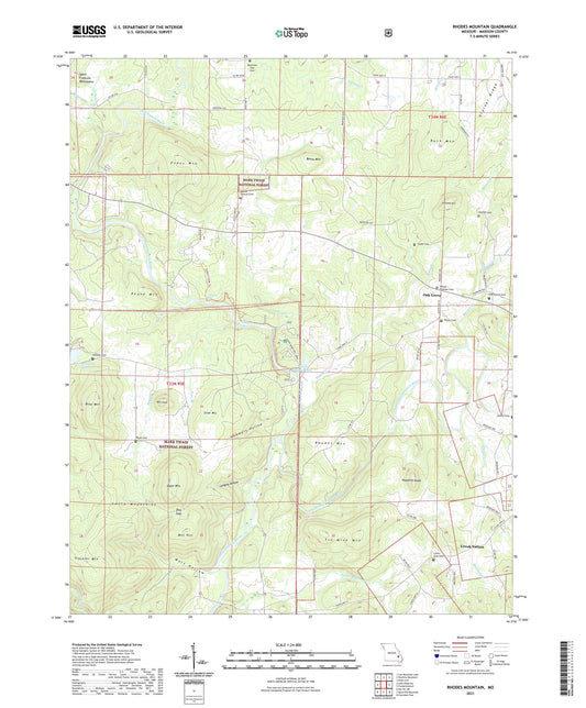 Rhodes Mountain Missouri US Topo Map Image