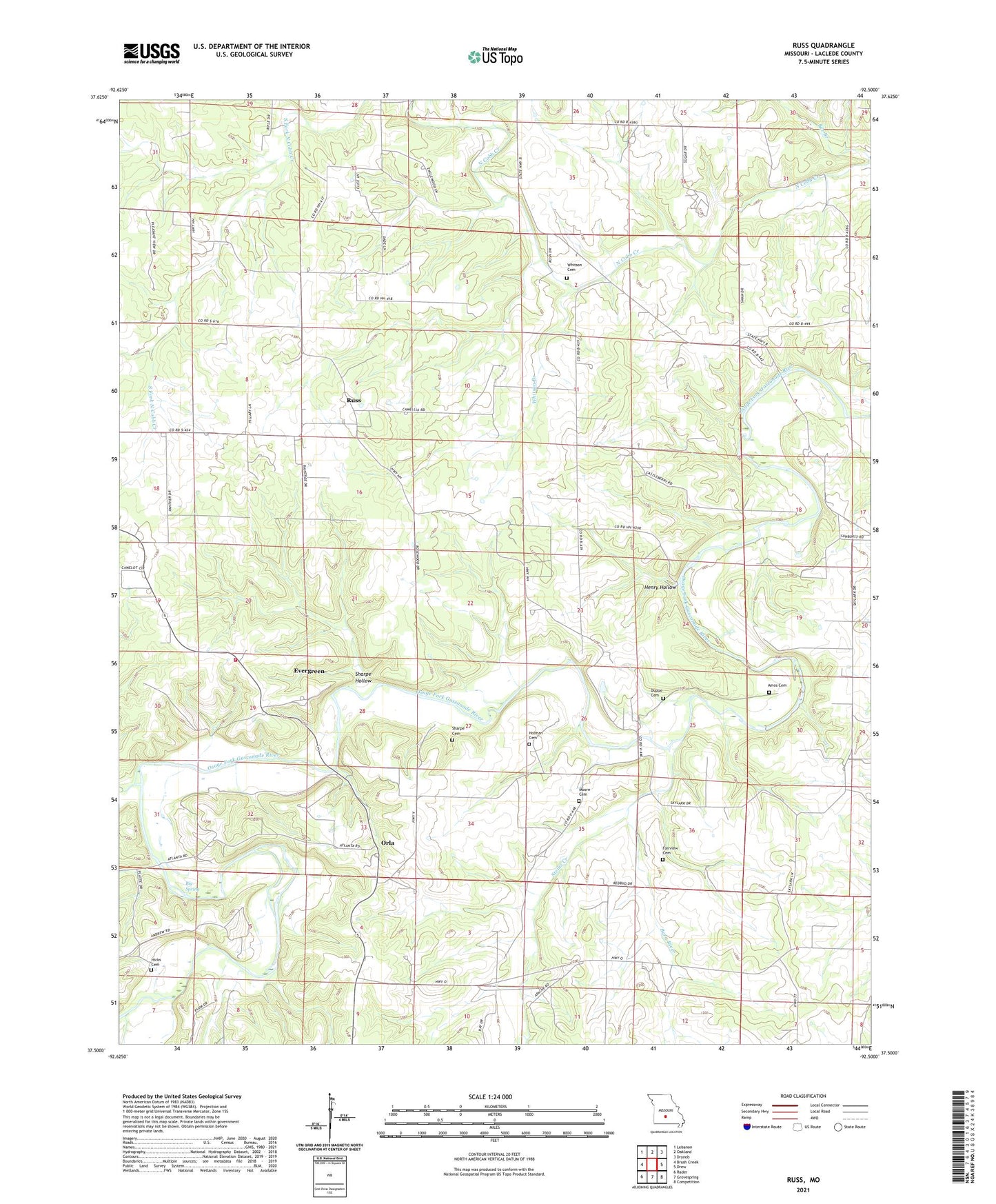 Russ Missouri US Topo Map Image