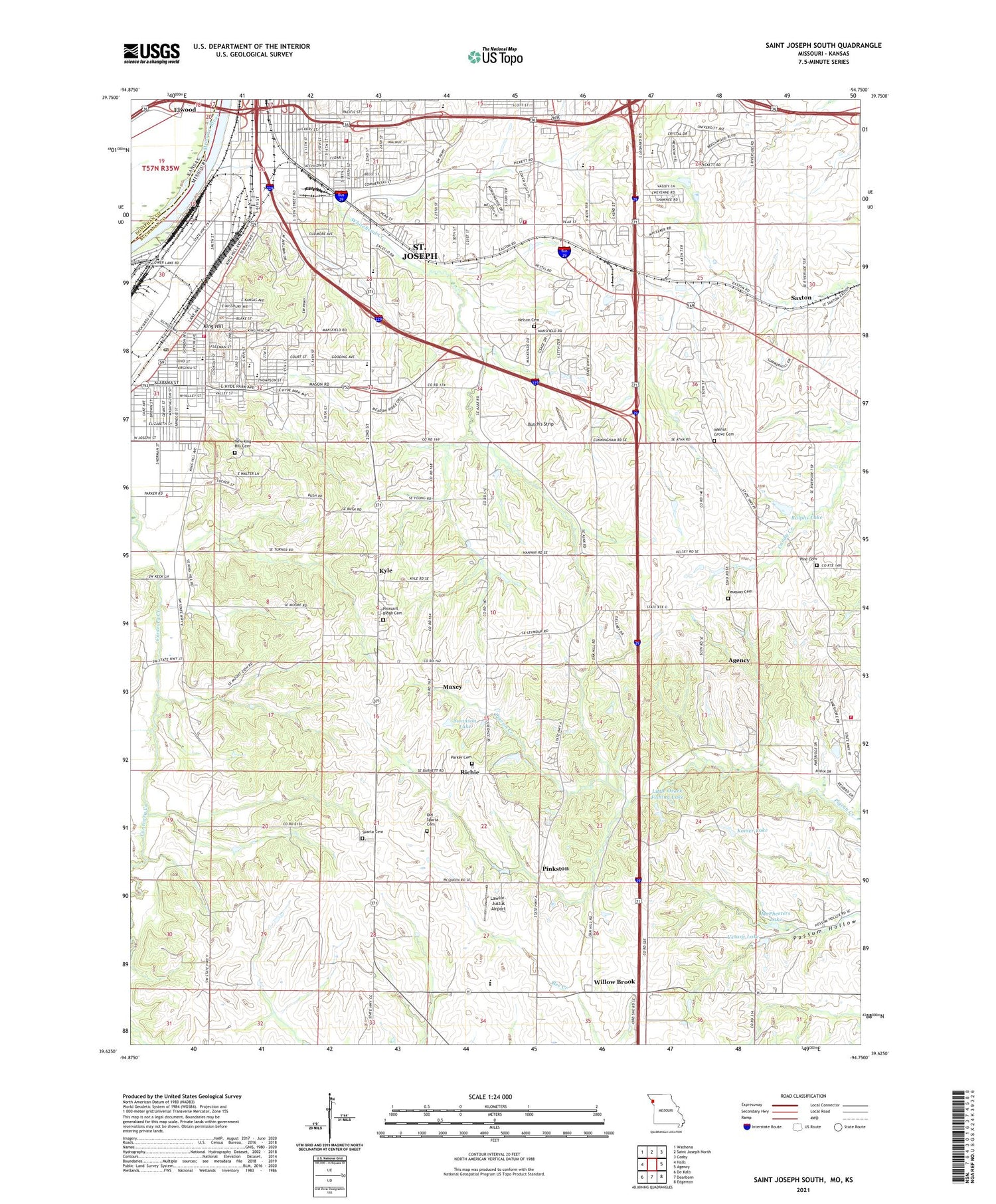 Saint Joseph South Missouri US Topo Map Image