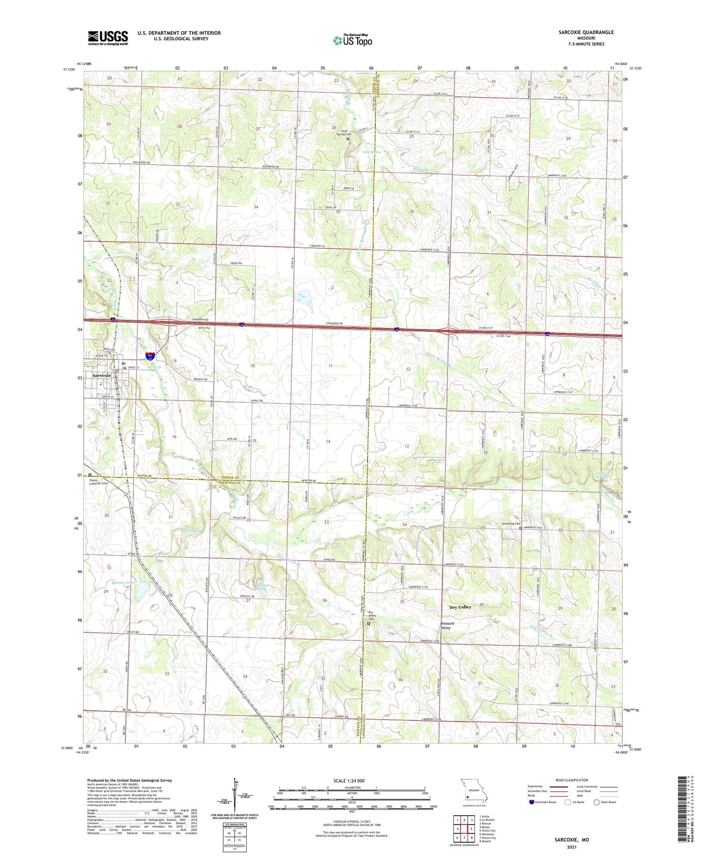 Sarcoxie Missouri US Topo Map Image