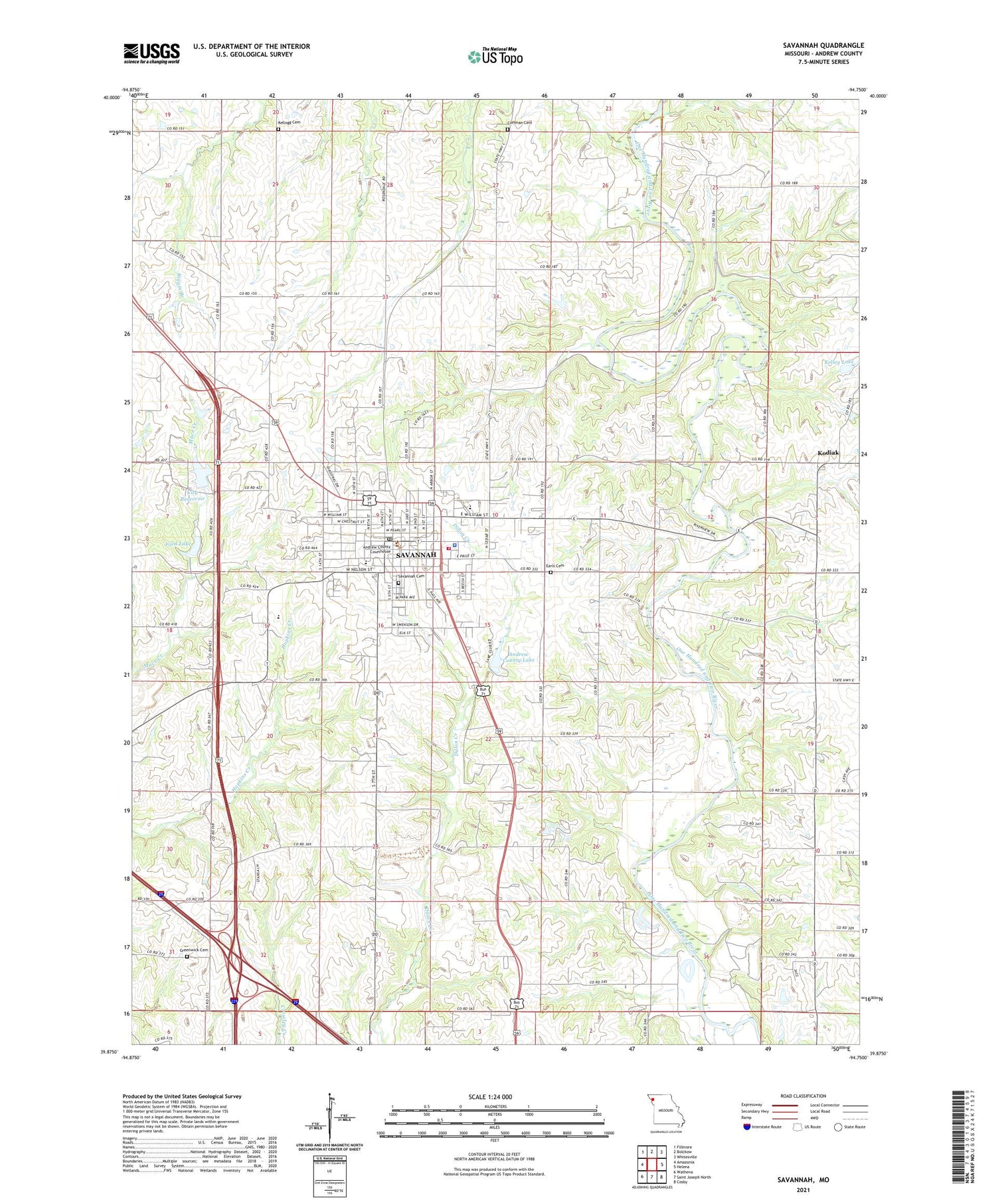 Savannah Missouri US Topo Map Image