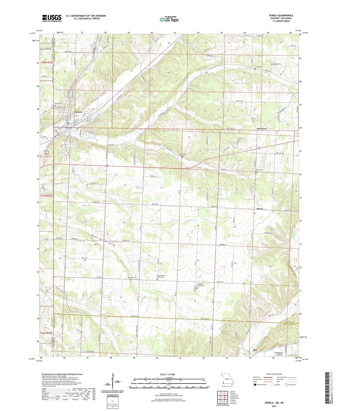 Seneca Missouri US Topo Map Image