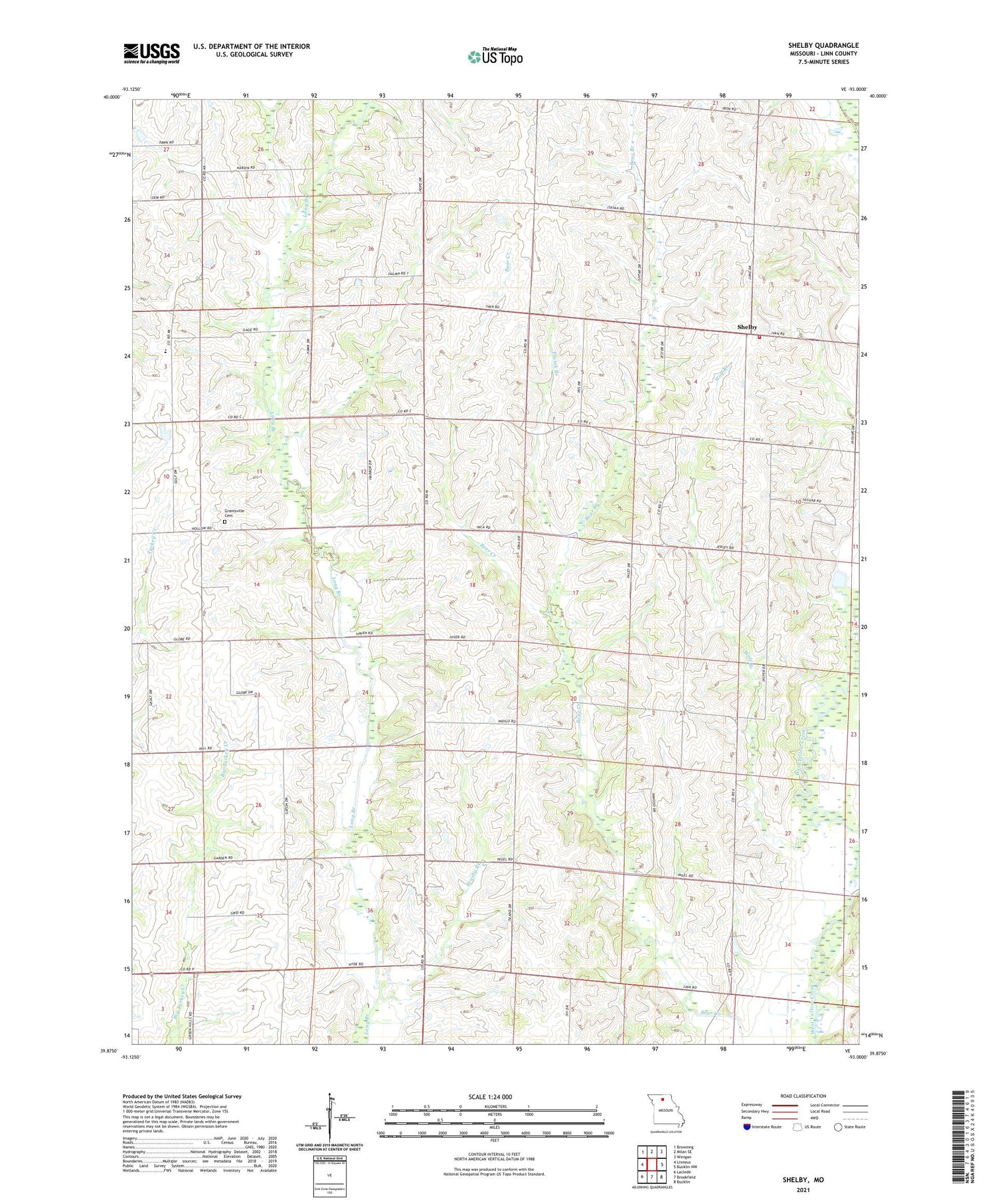 Shelby Missouri US Topo Map Image