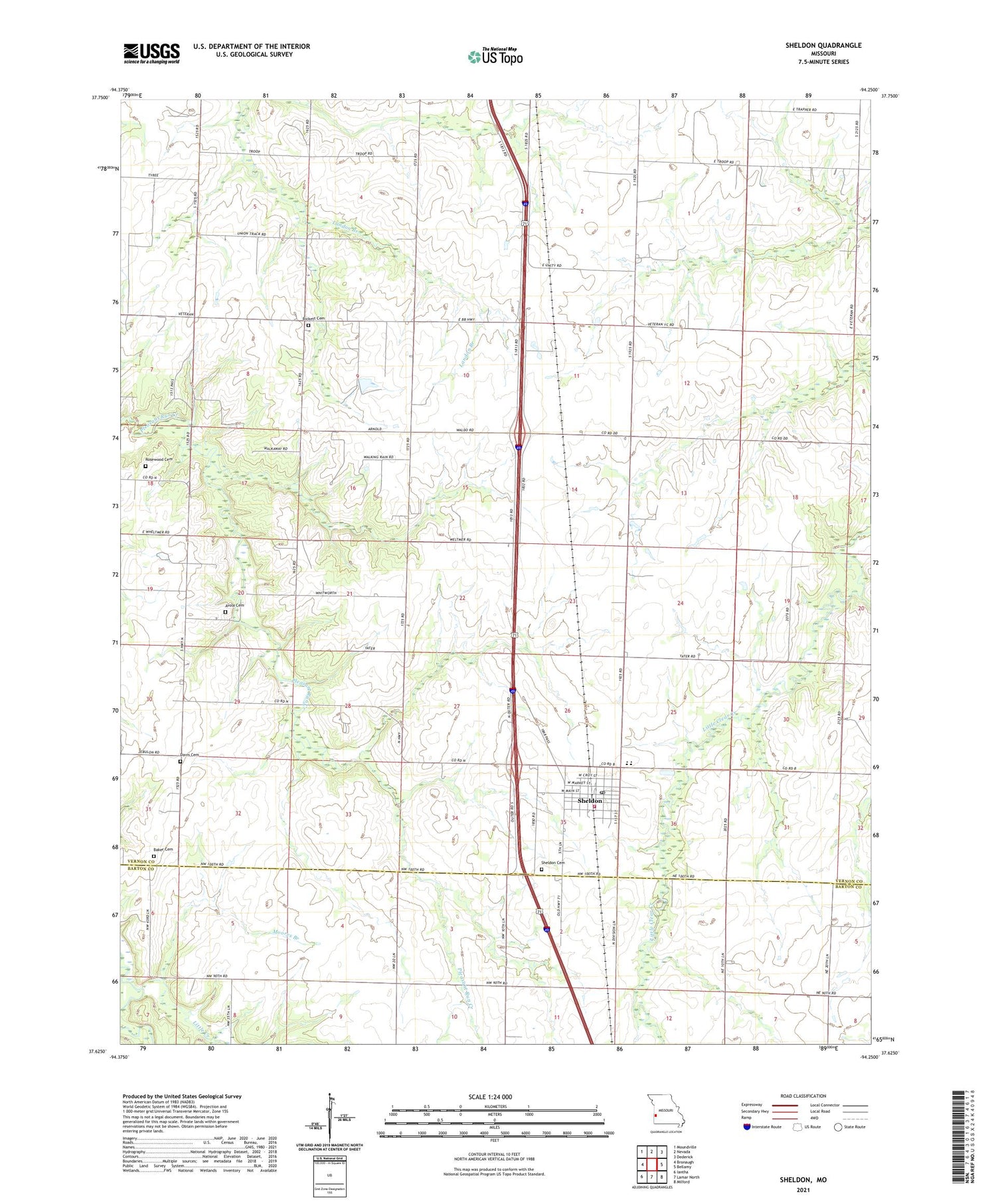 Sheldon Missouri US Topo Map Image