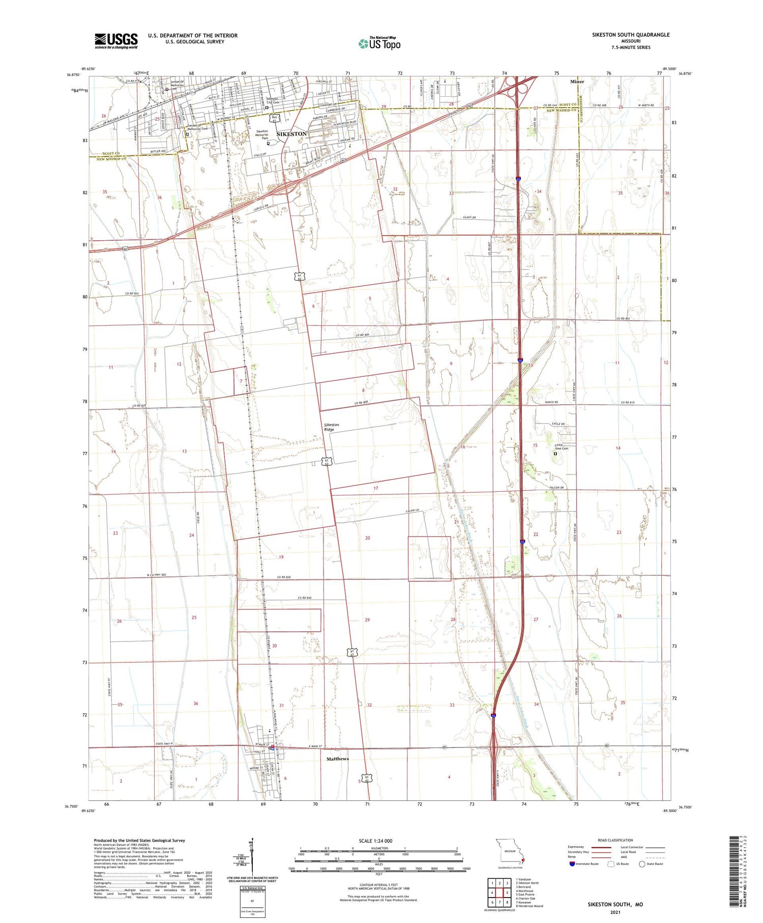 Sikeston South Missouri US Topo Map Image