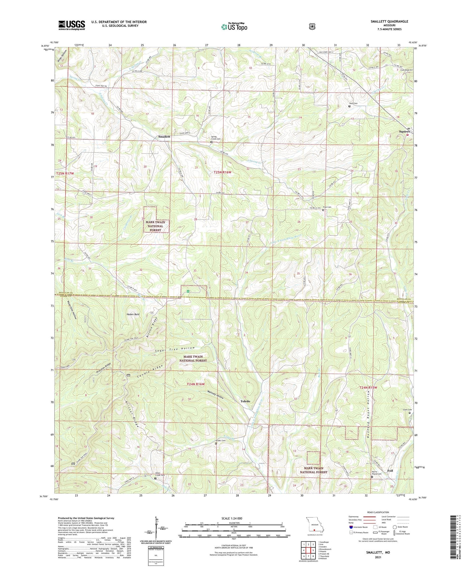 Smallett Missouri US Topo Map Image