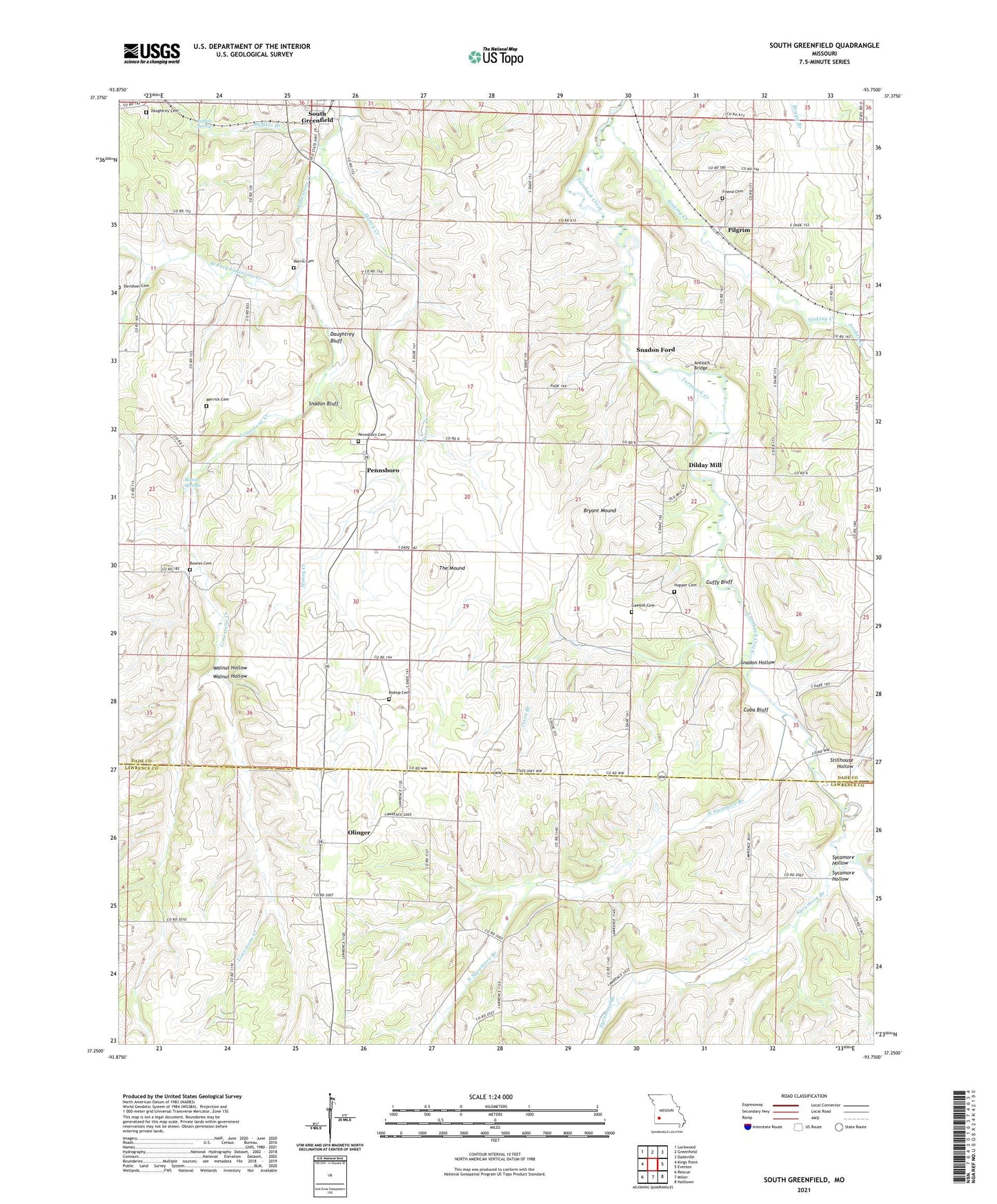 South Greenfield Missouri US Topo Map Image