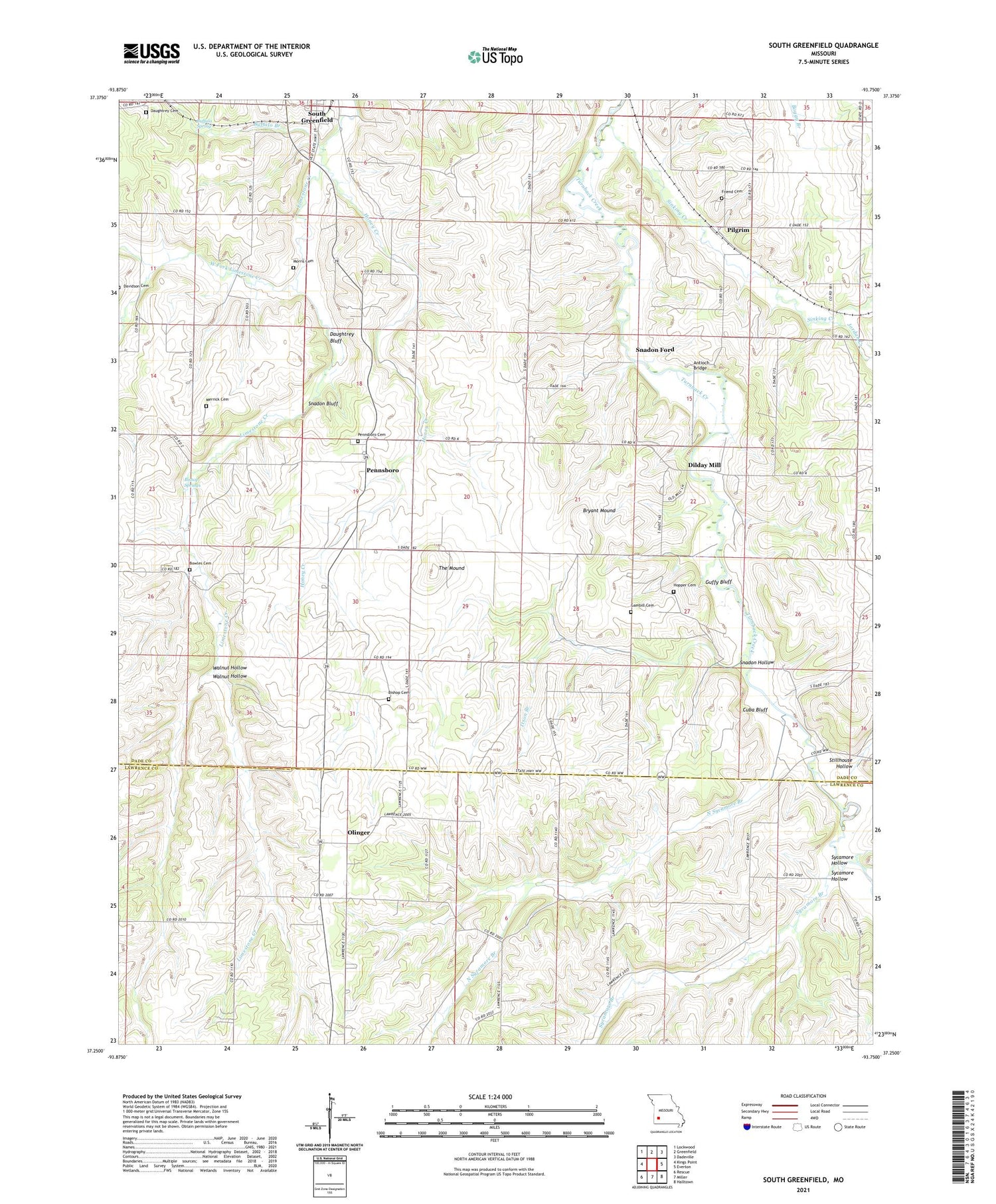 South Greenfield Missouri US Topo Map Image