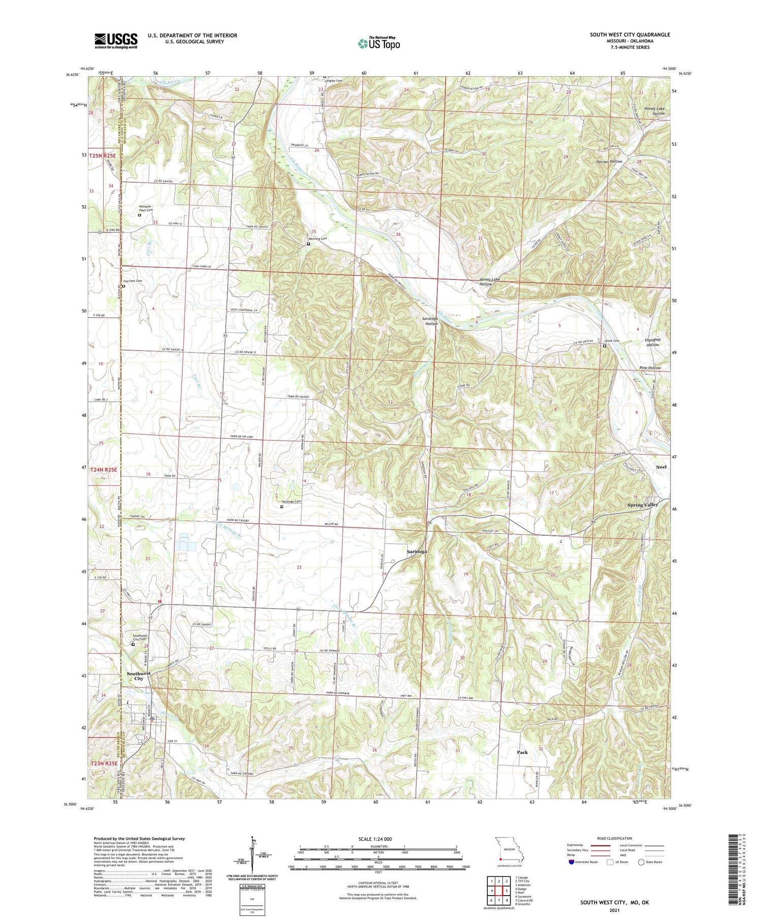 South West City Missouri US Topo Map Image