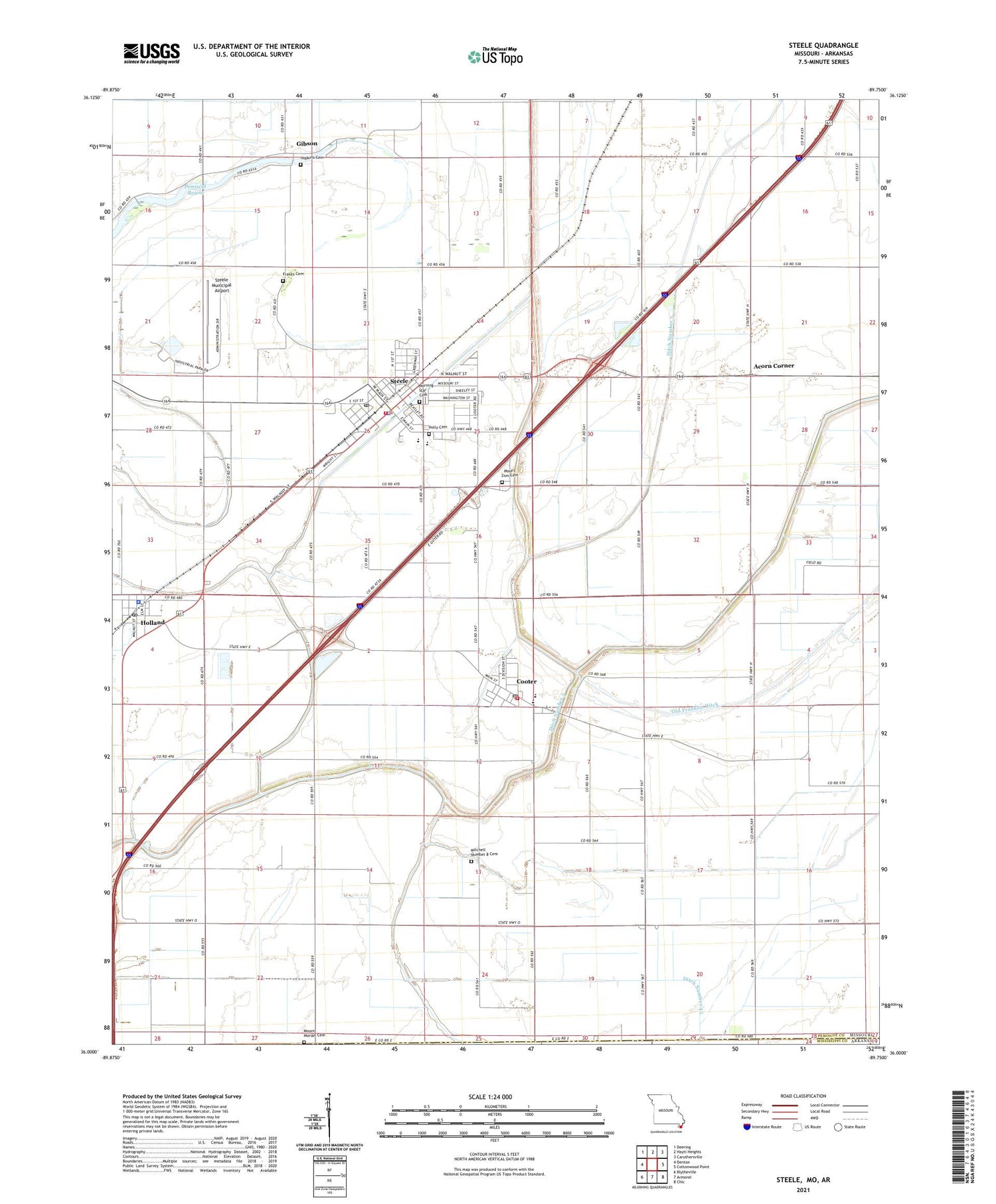 Steele Missouri US Topo Map Image