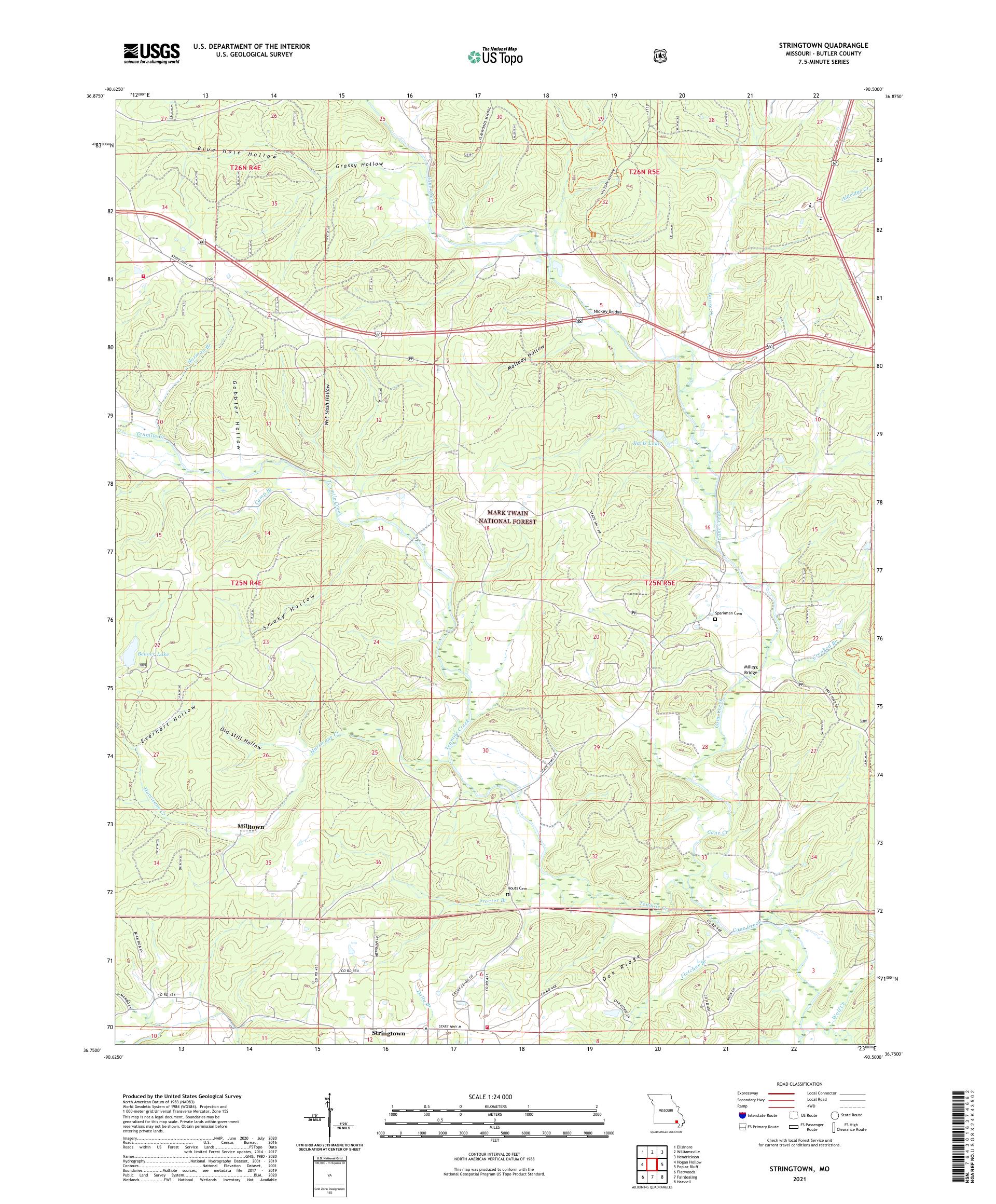 Stringtown Missouri US Topo Map – MyTopo Map Store