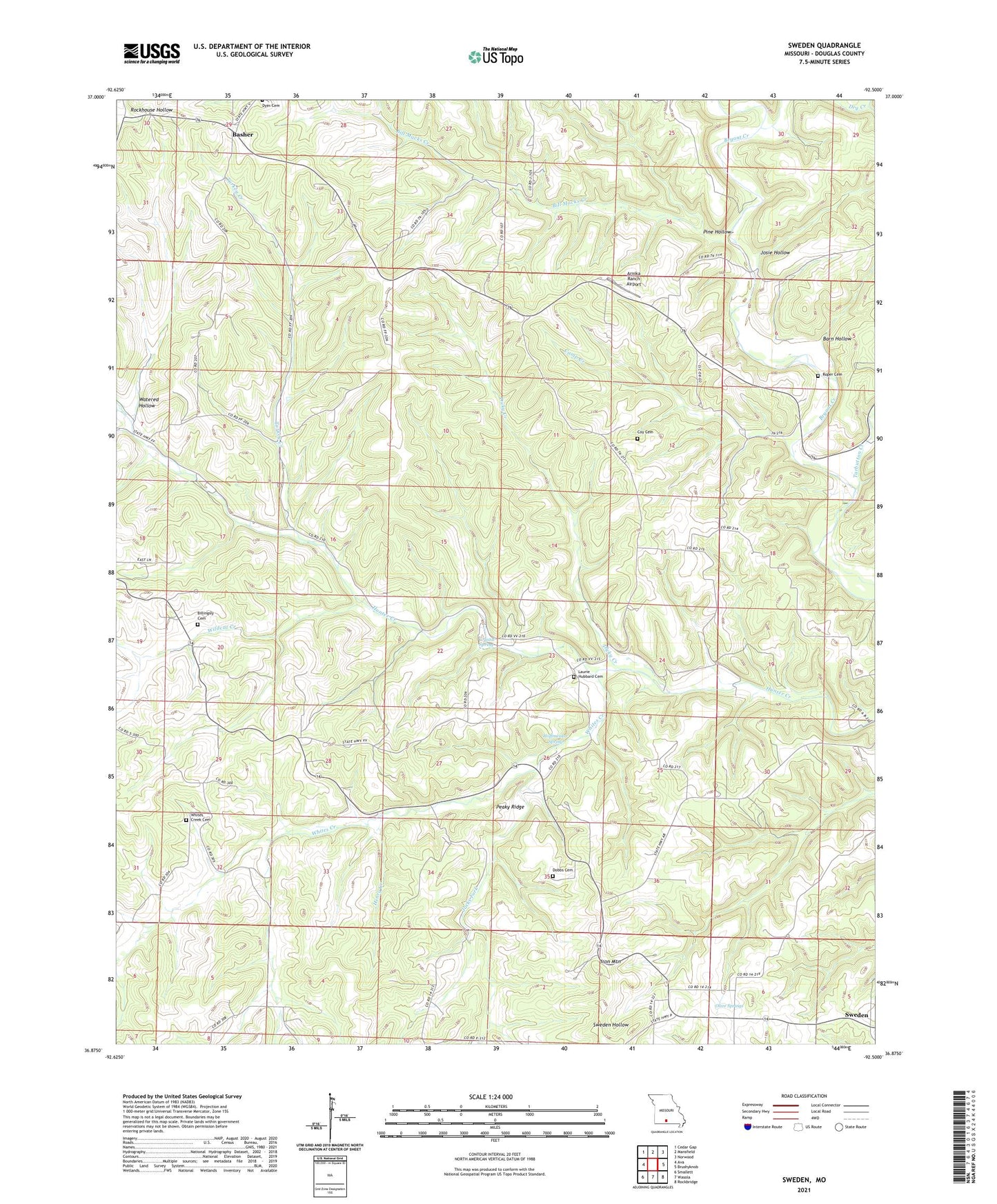Sweden Missouri US Topo Map Image