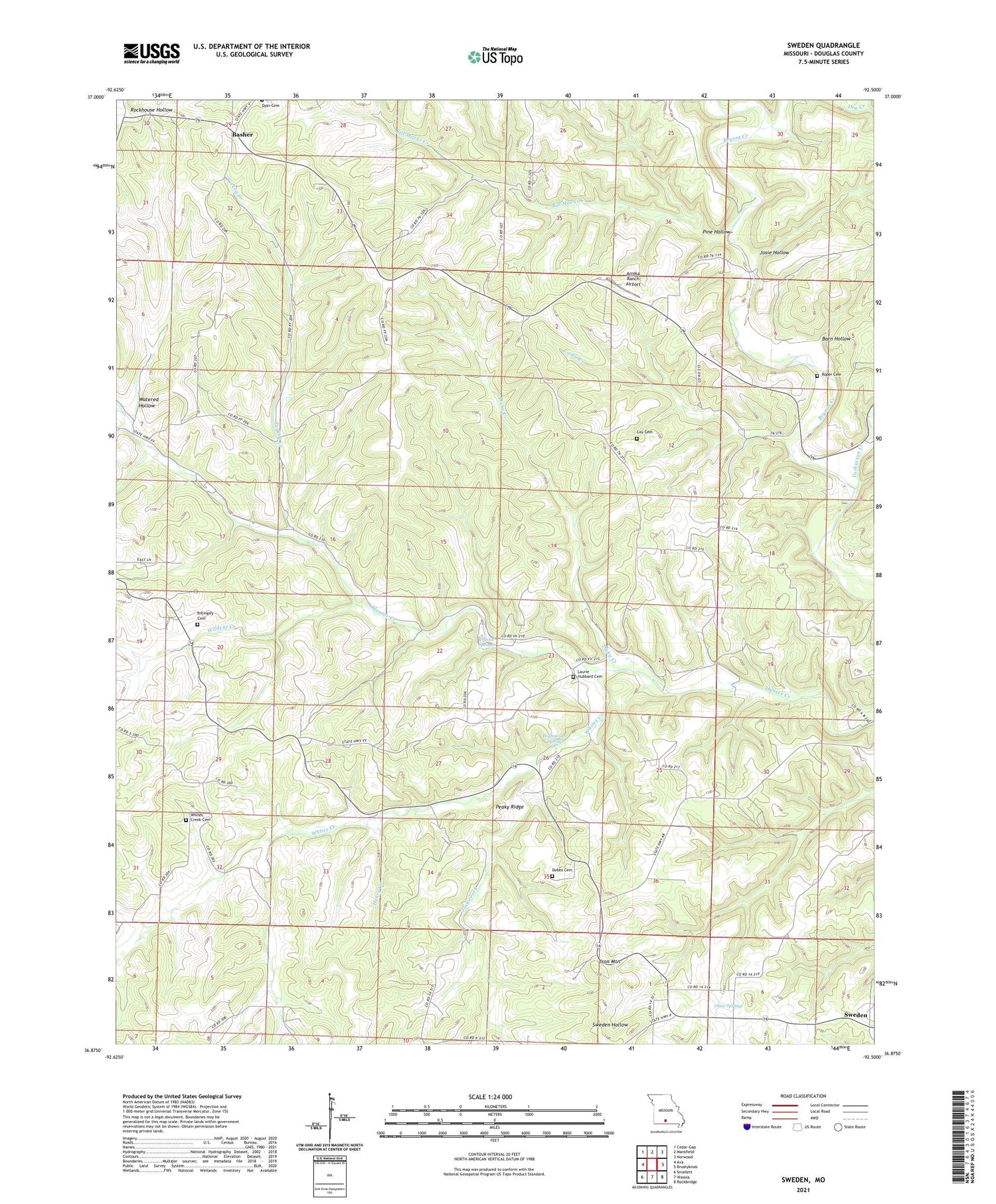 Sweden Missouri US Topo Map Image