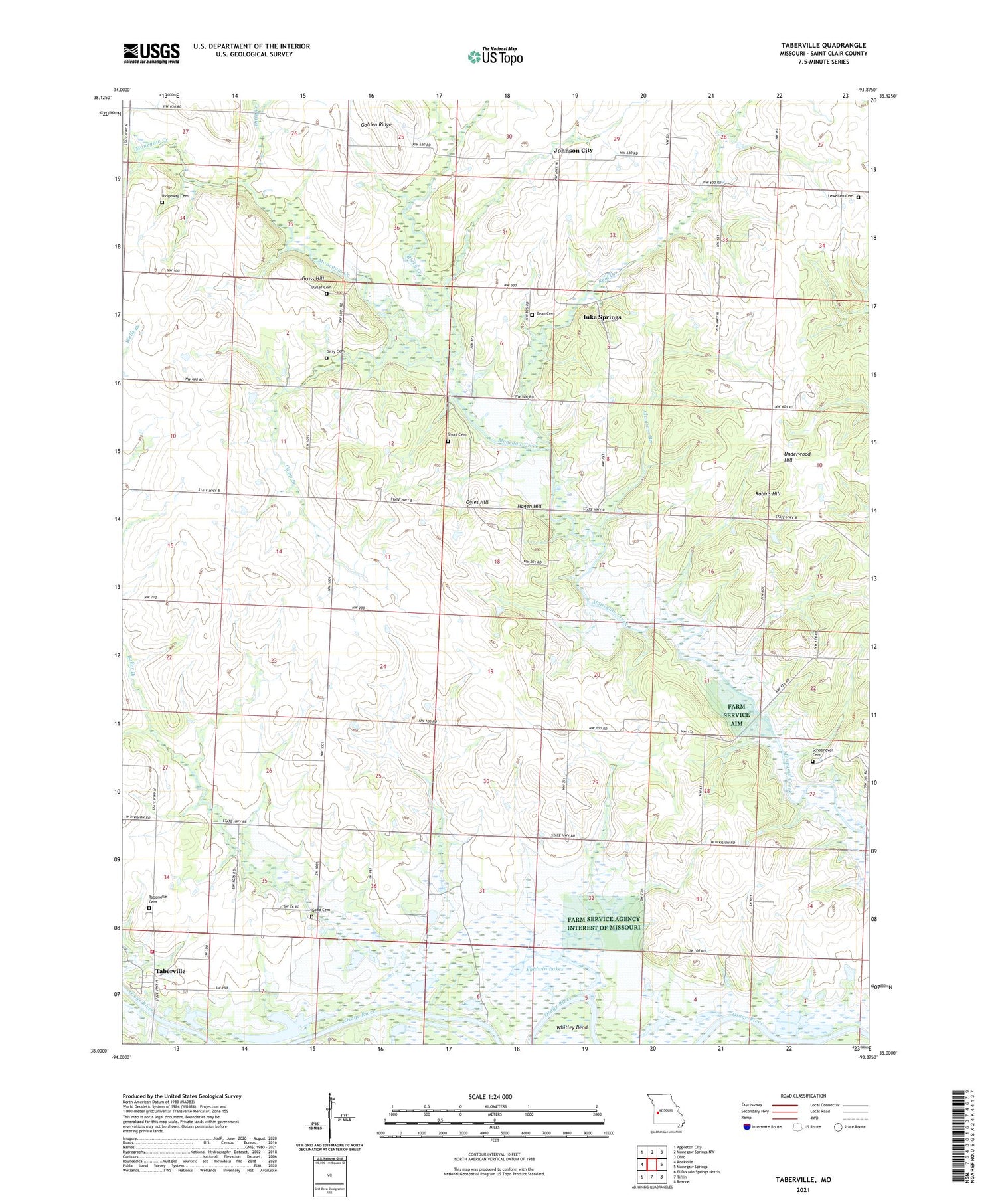 Taberville Missouri US Topo Map Image