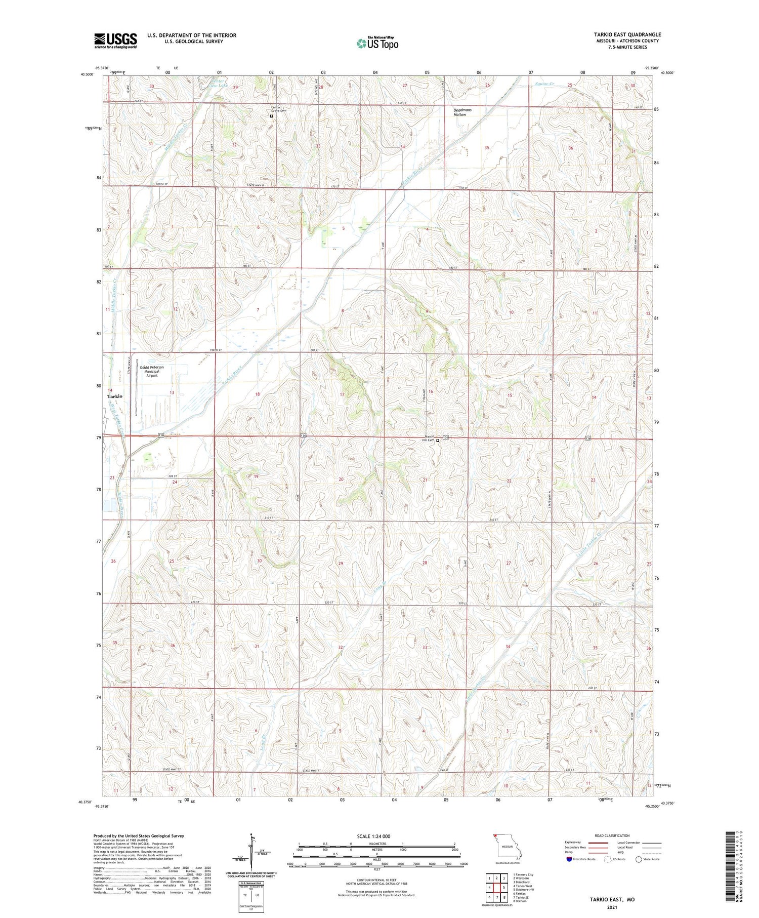Tarkio East Missouri US Topo Map Image