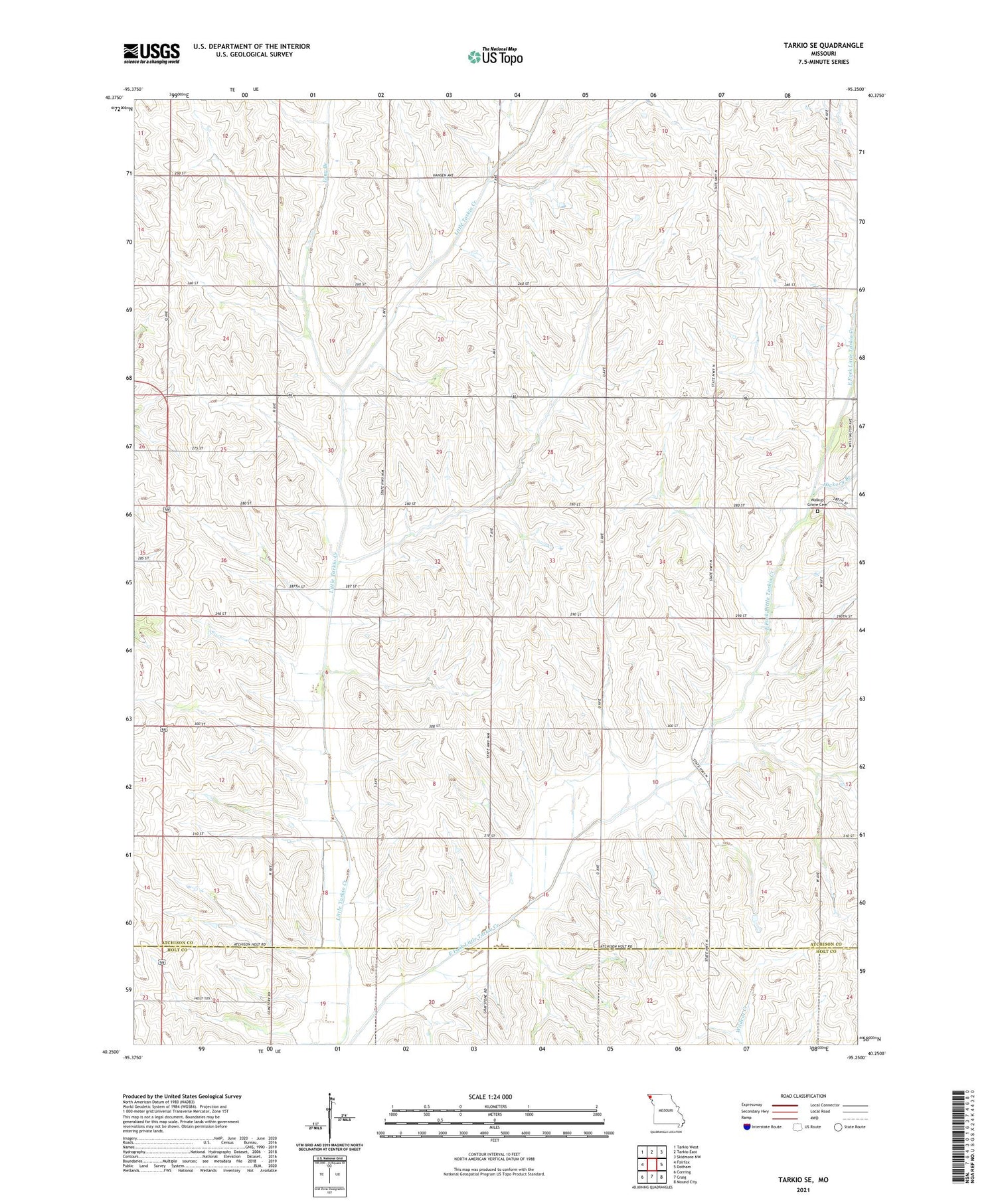 Tarkio SE Missouri US Topo Map Image