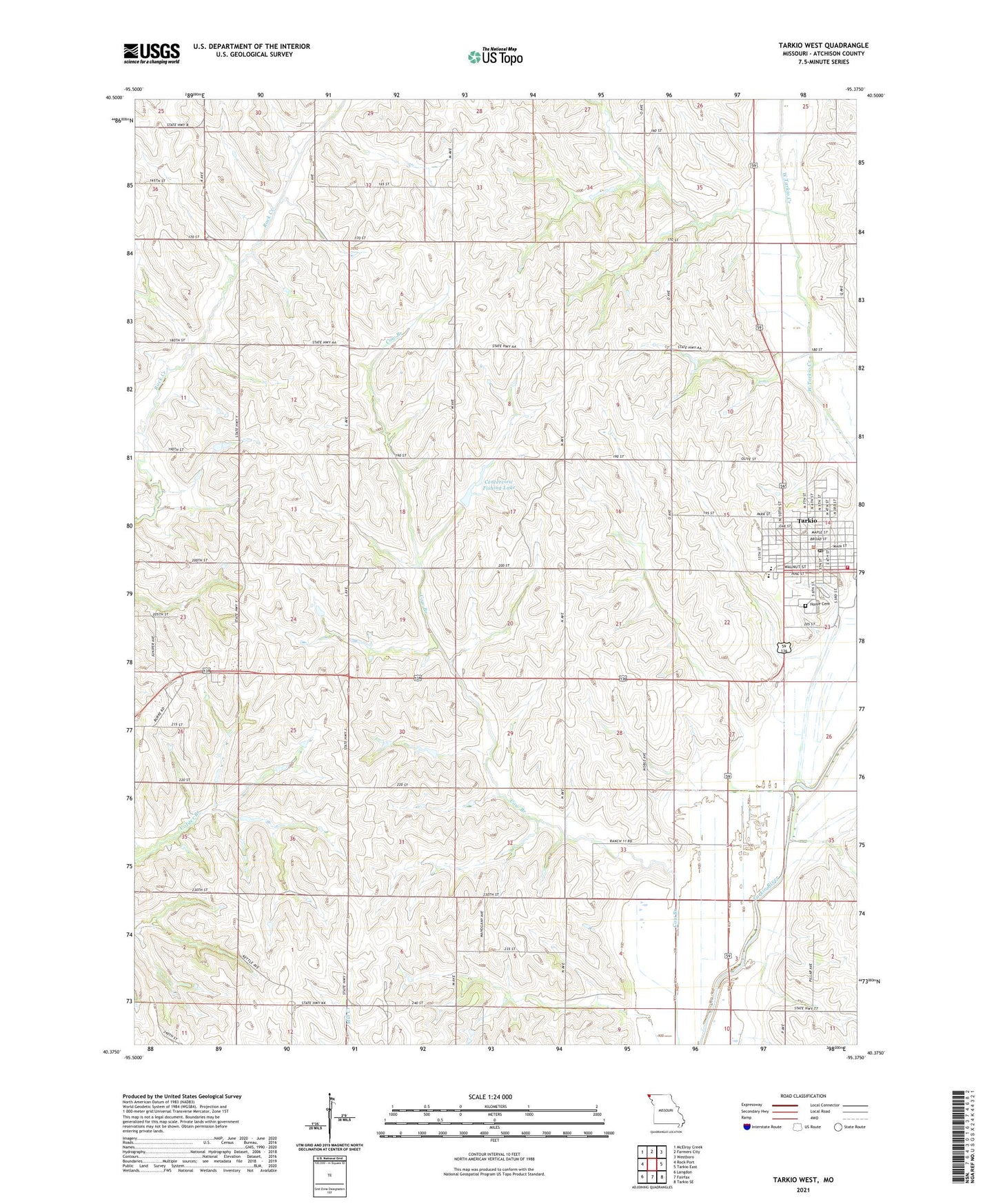 Tarkio West Missouri US Topo Map Image