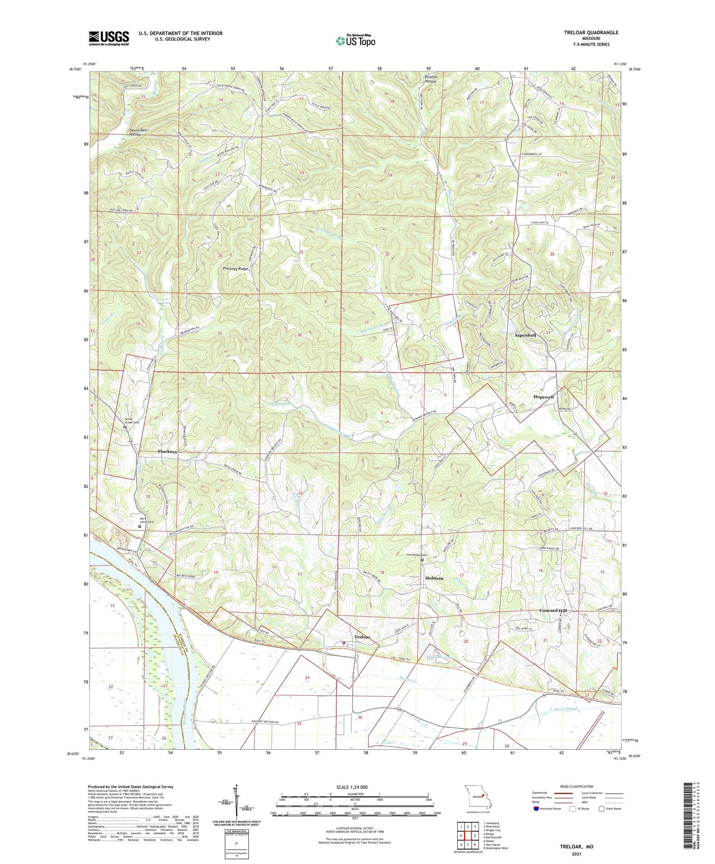 Treloar Missouri US Topo Map Image