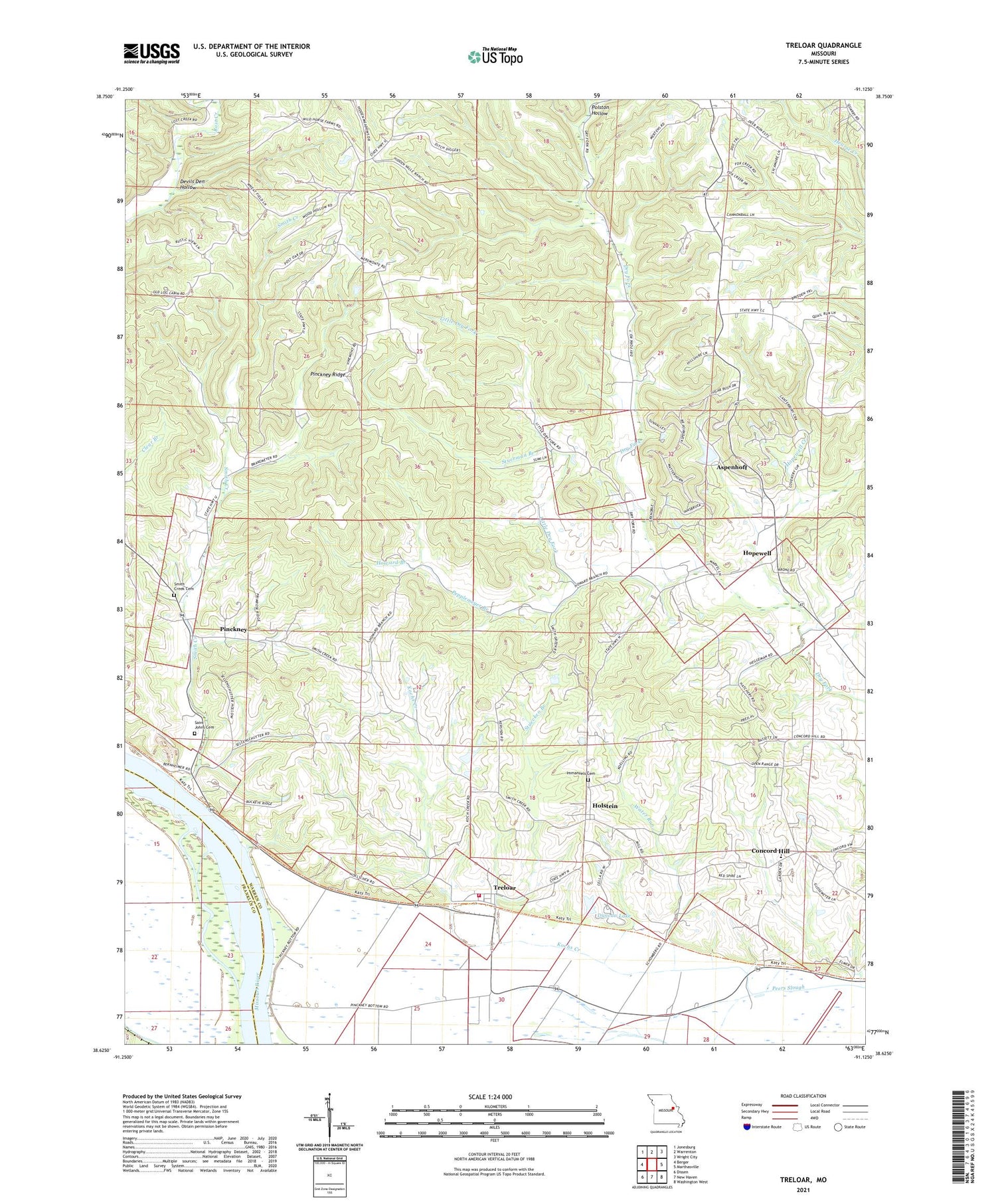 Treloar Missouri US Topo Map Image