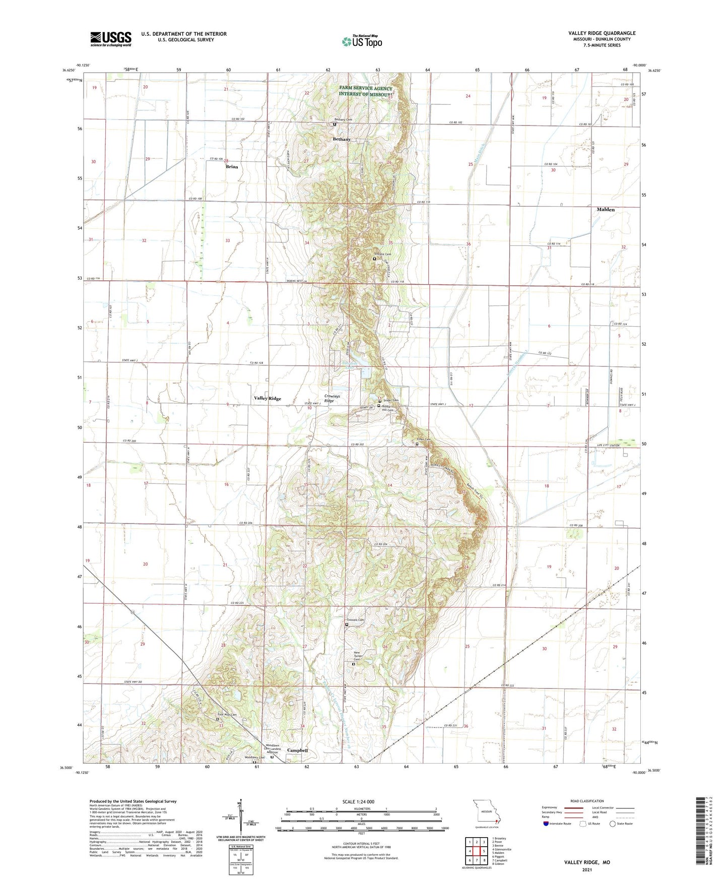 Valley Ridge Missouri US Topo Map Image