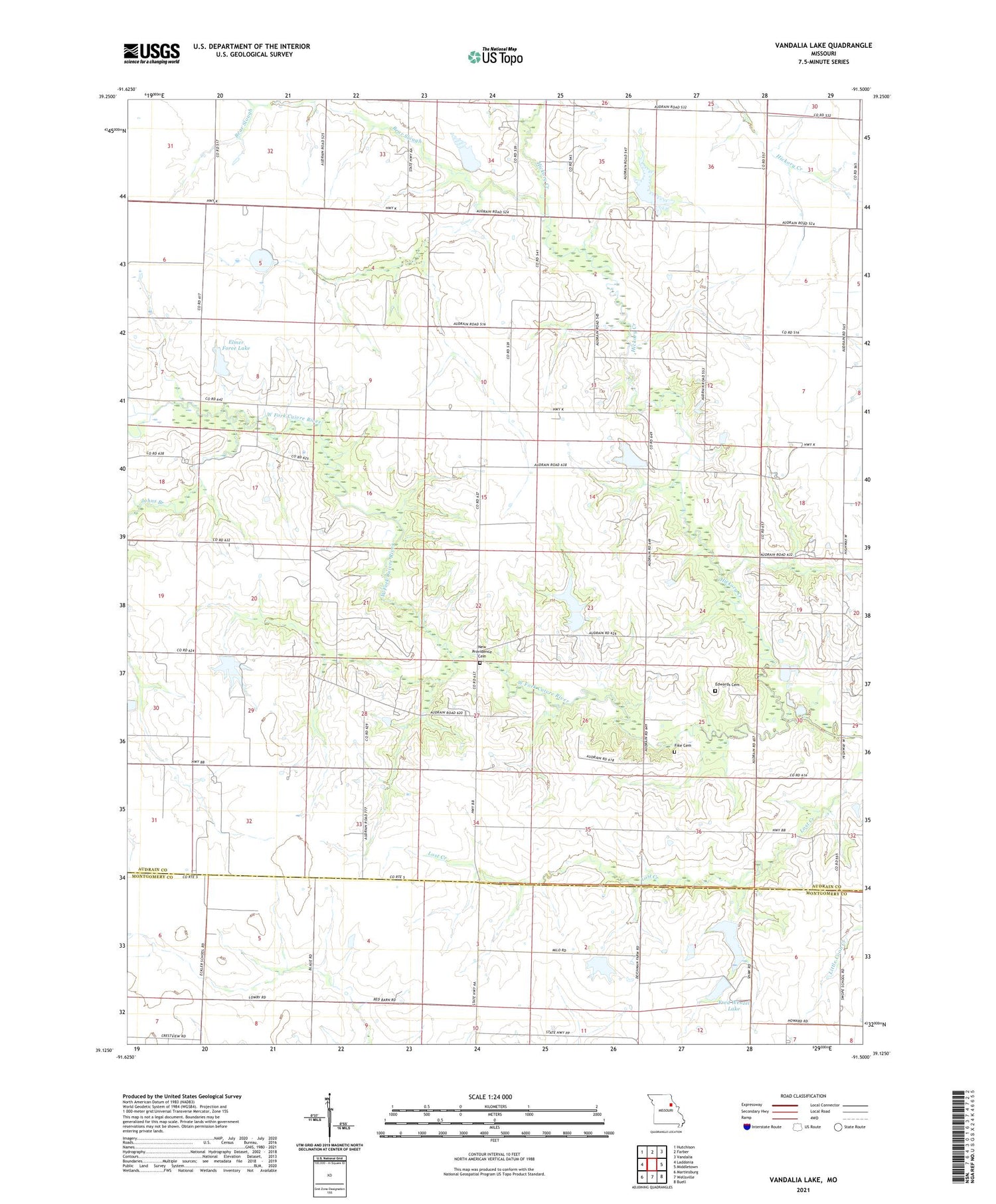 Vandalia Lake Missouri US Topo Map Image