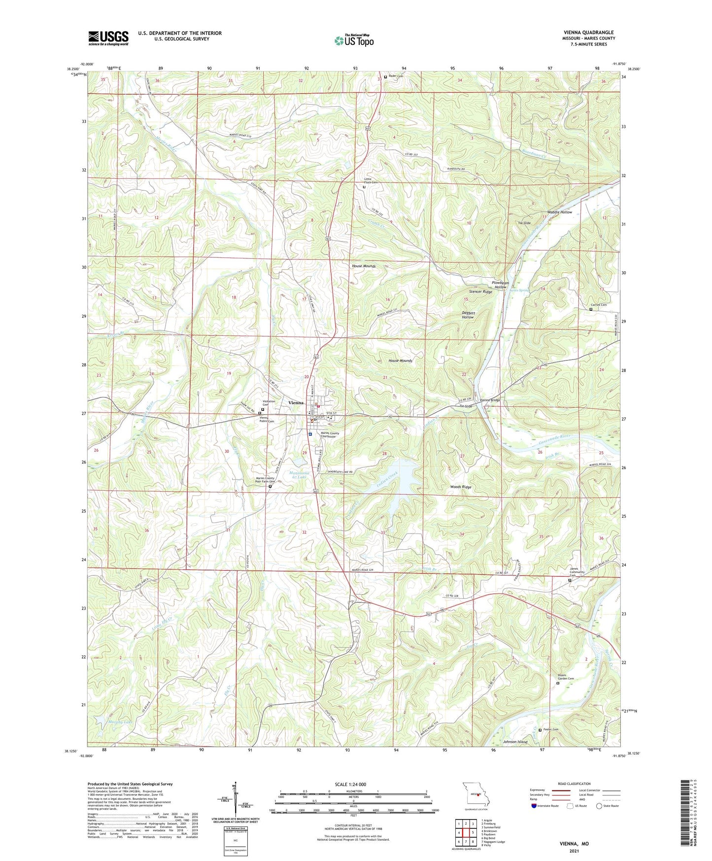 Vienna Missouri US Topo Map Image