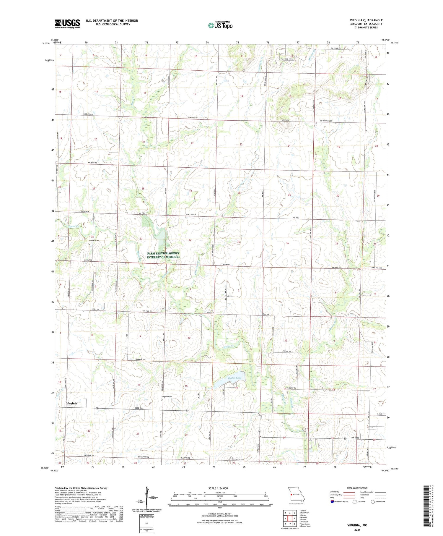 Virginia Missouri US Topo Map Image