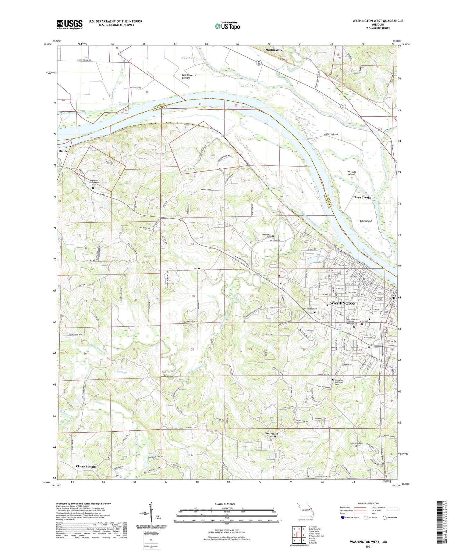 Washington West Missouri US Topo Map Image