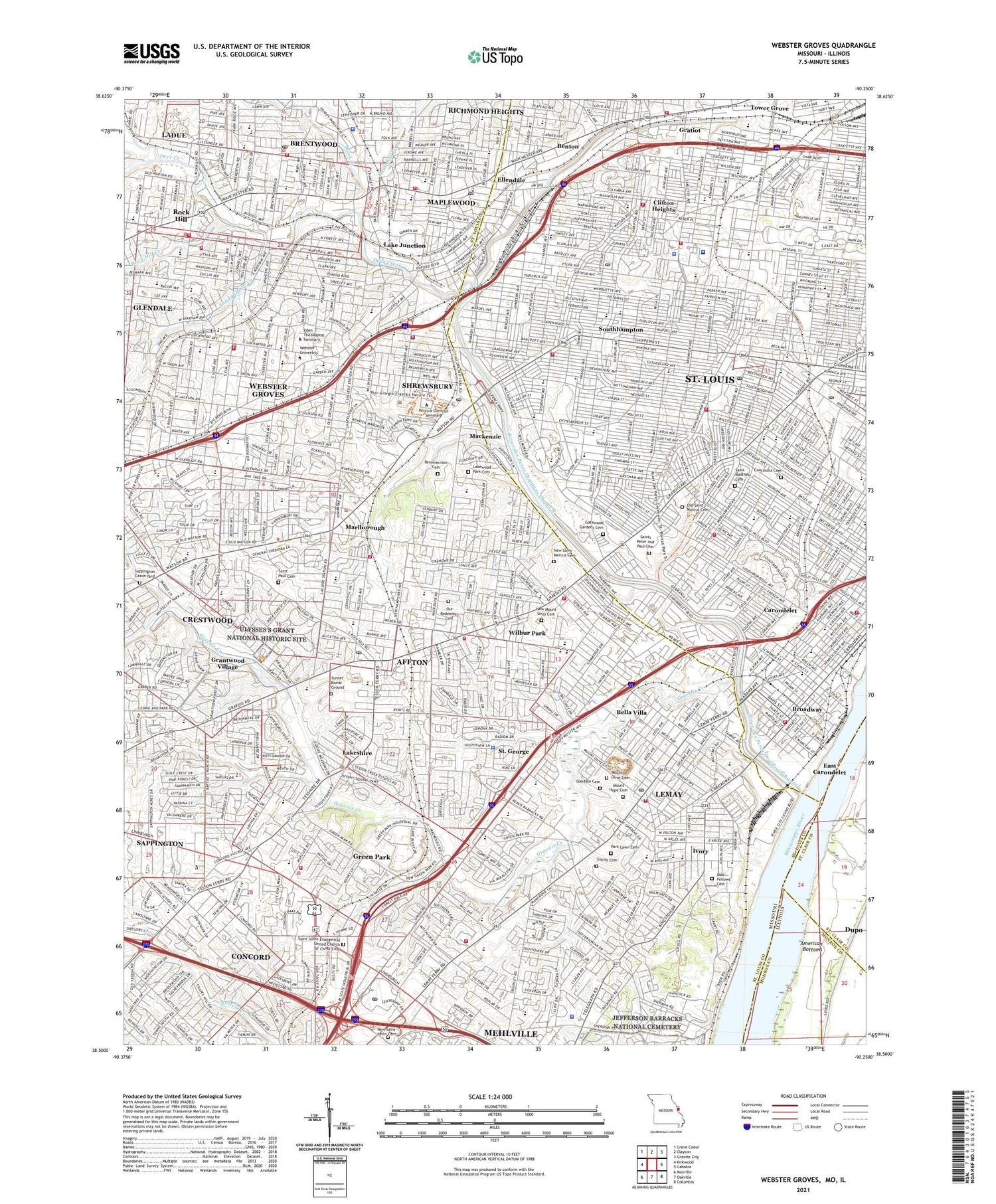 Webster Groves Missouri US Topo Map Image