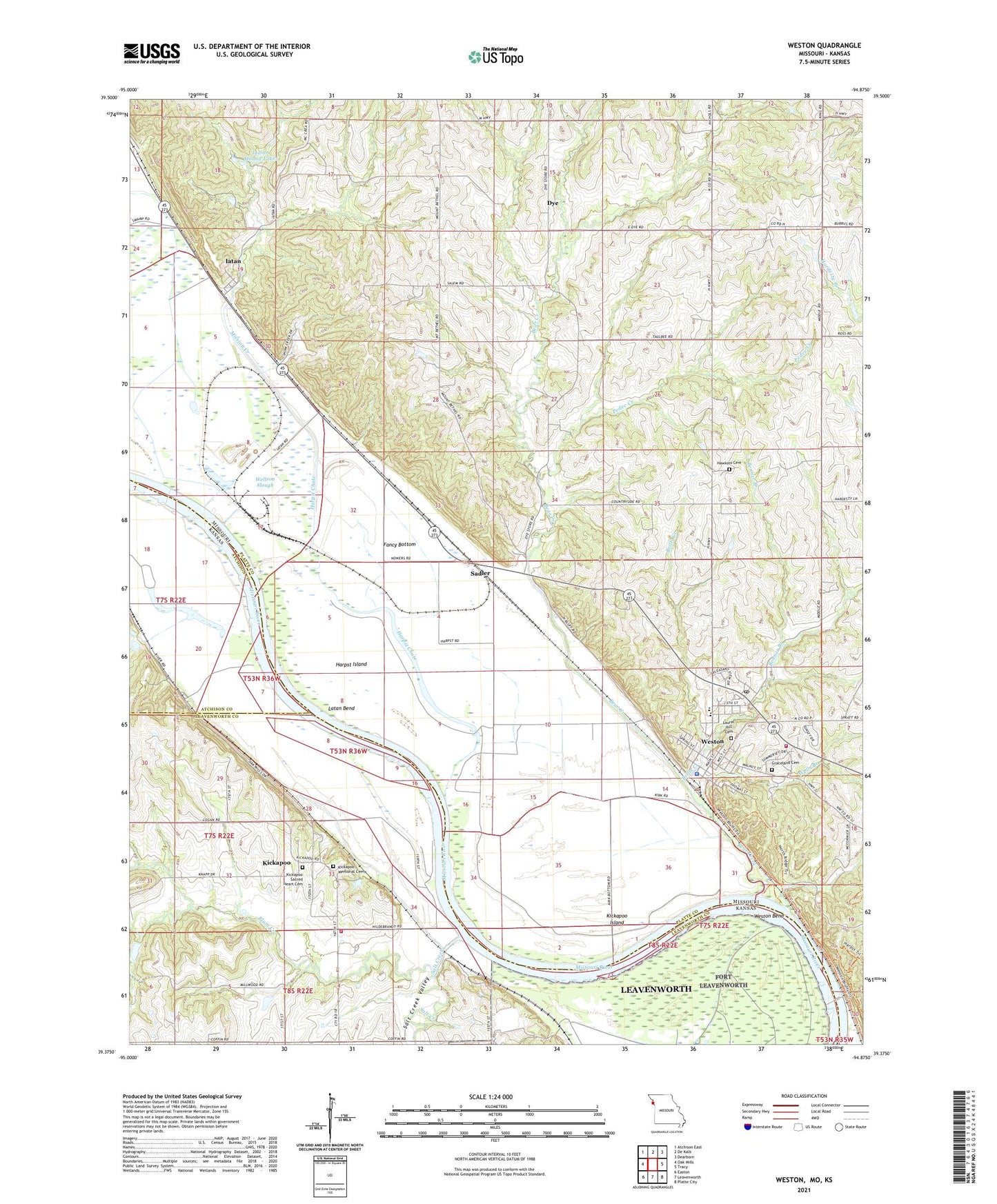 Weston Missouri US Topo Map Image