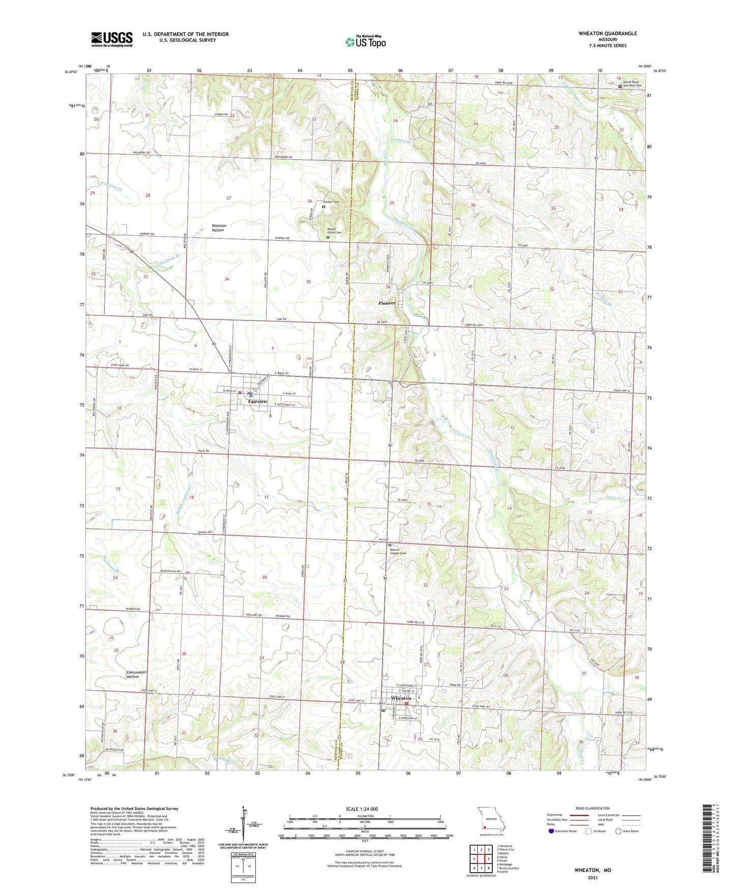 Wheaton Missouri US Topo Map Image