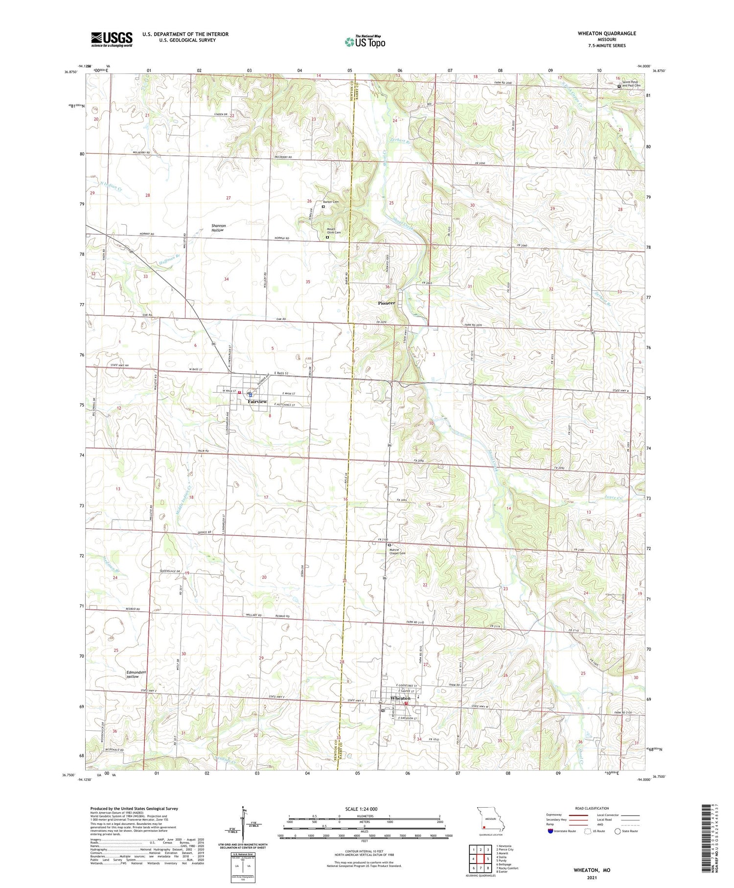 Wheaton Missouri US Topo Map Image