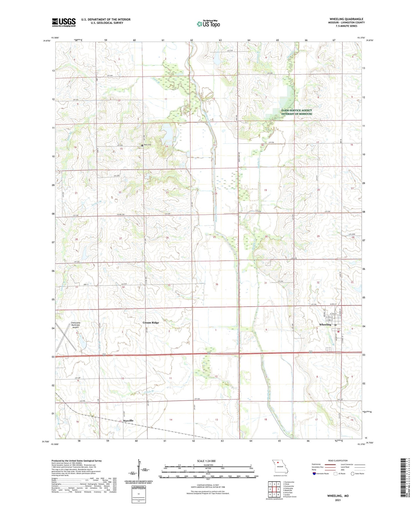 Wheeling Missouri US Topo Map Image
