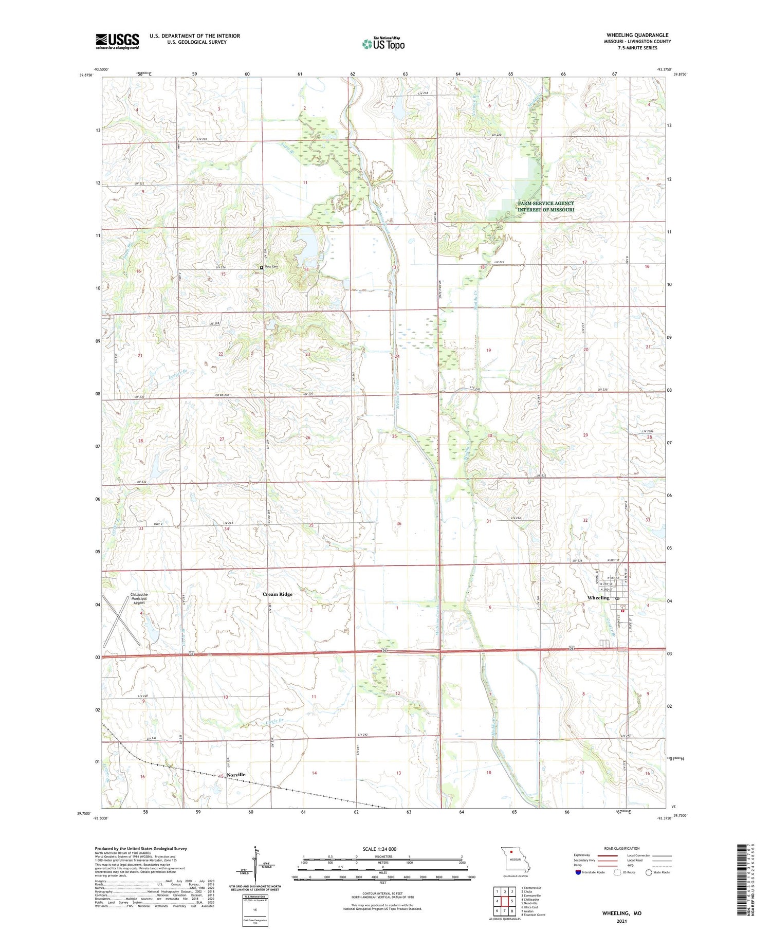 Wheeling Missouri US Topo Map Image
