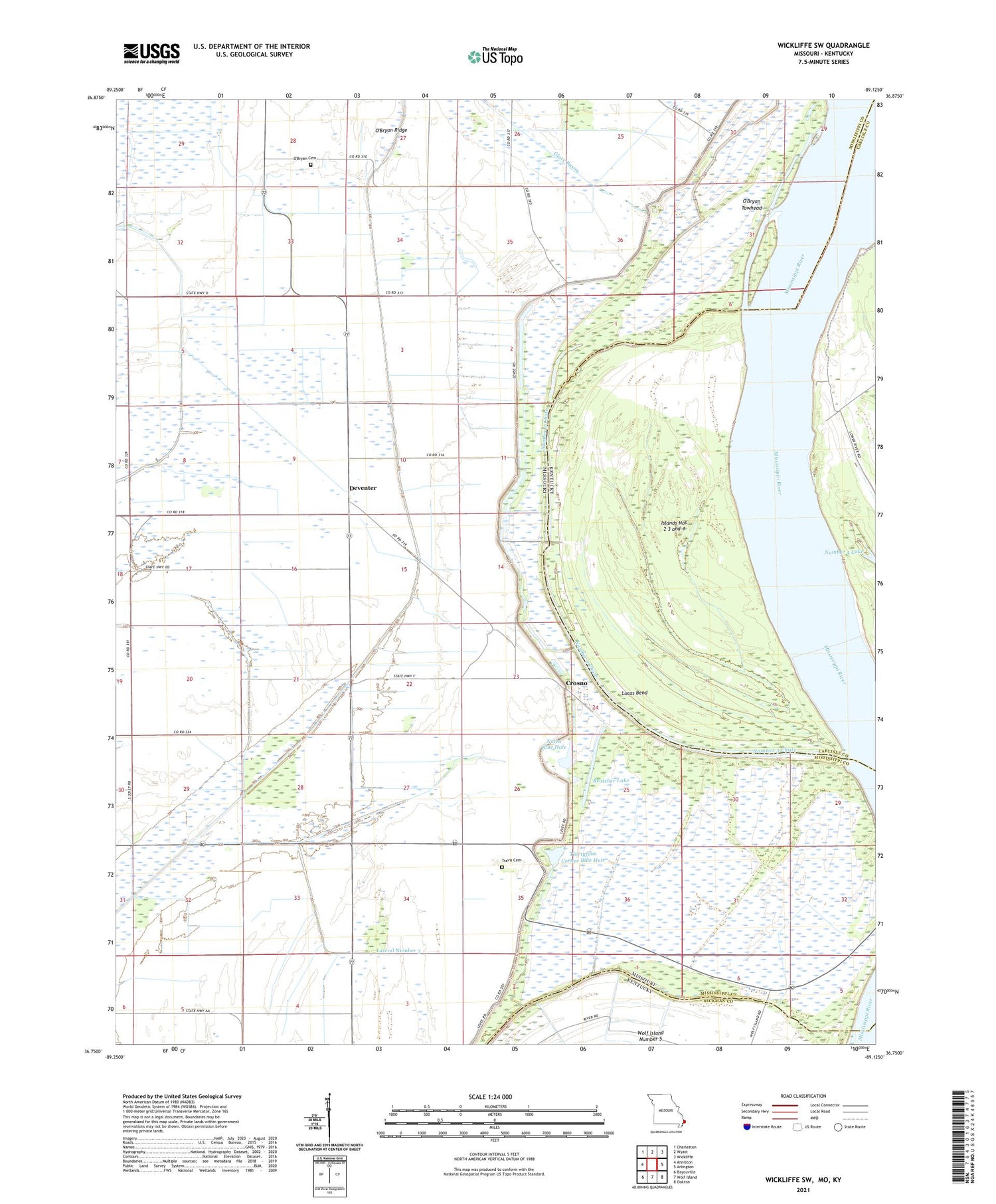Wickliffe SW Missouri US Topo Map Image