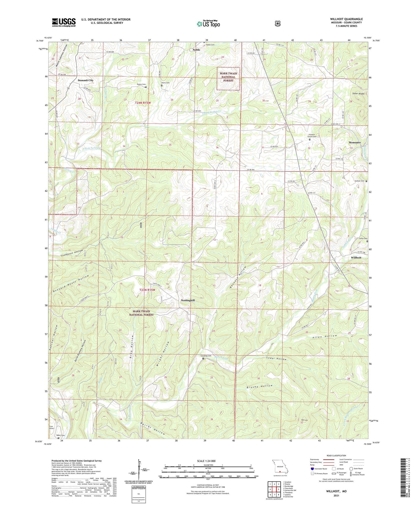 Willhoit Missouri US Topo Map Image