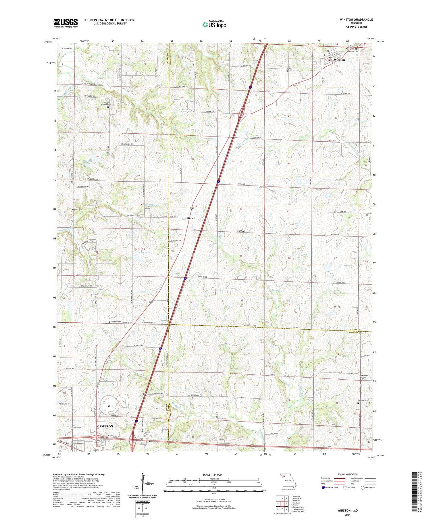 Winston Missouri US Topo Map Image