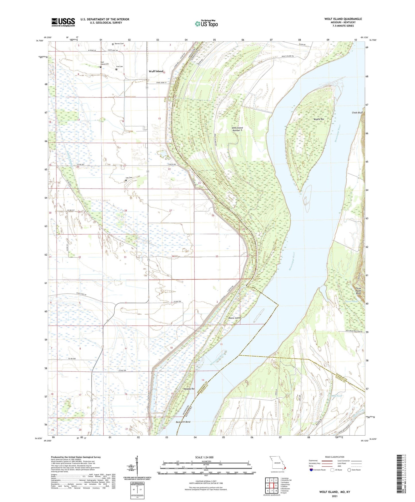 Wolf Island Missouri US Topo Map Image