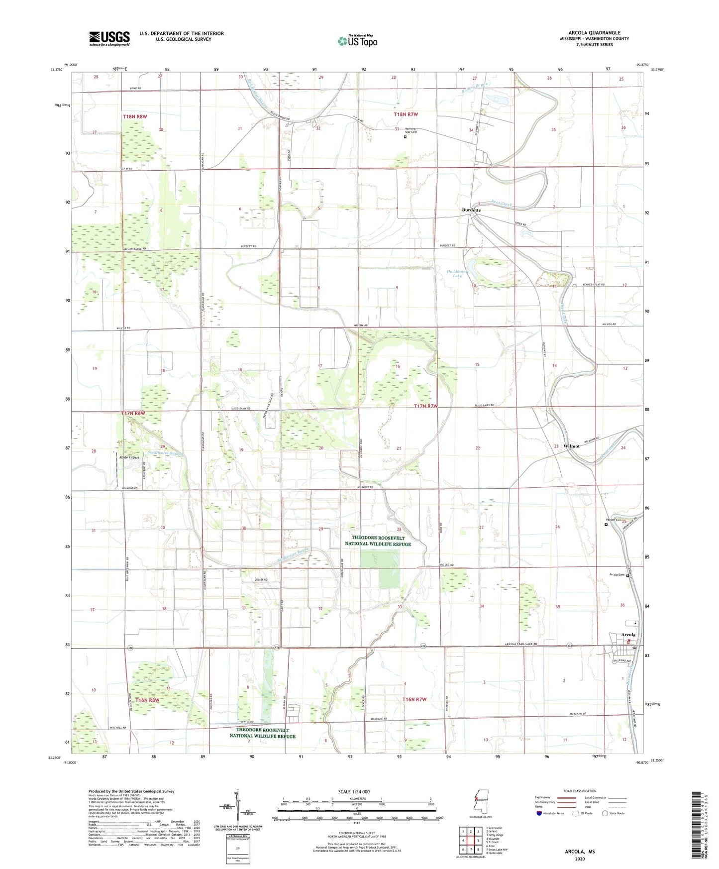 Arcola Mississippi US Topo Map Image