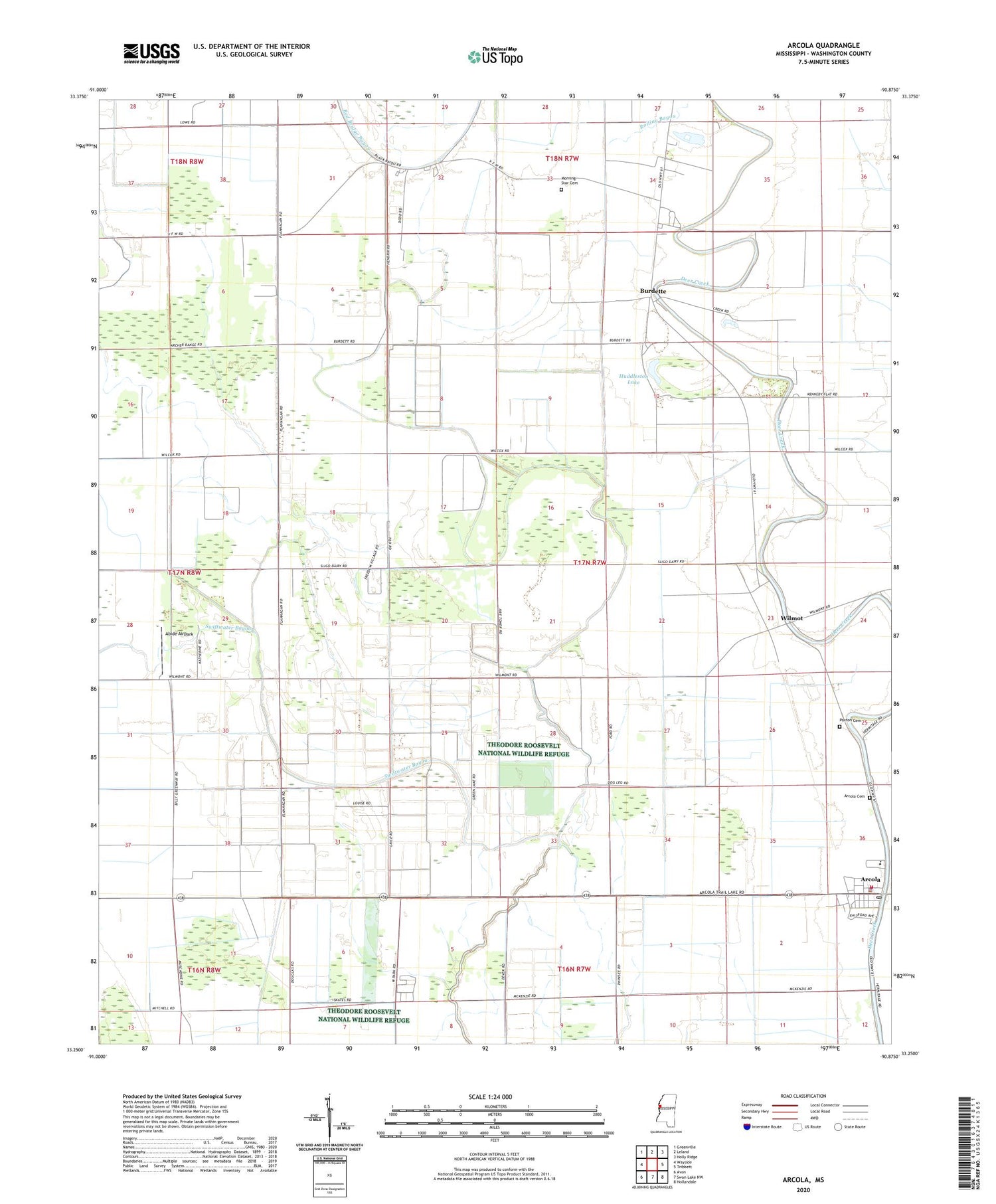 Arcola Mississippi US Topo Map Image